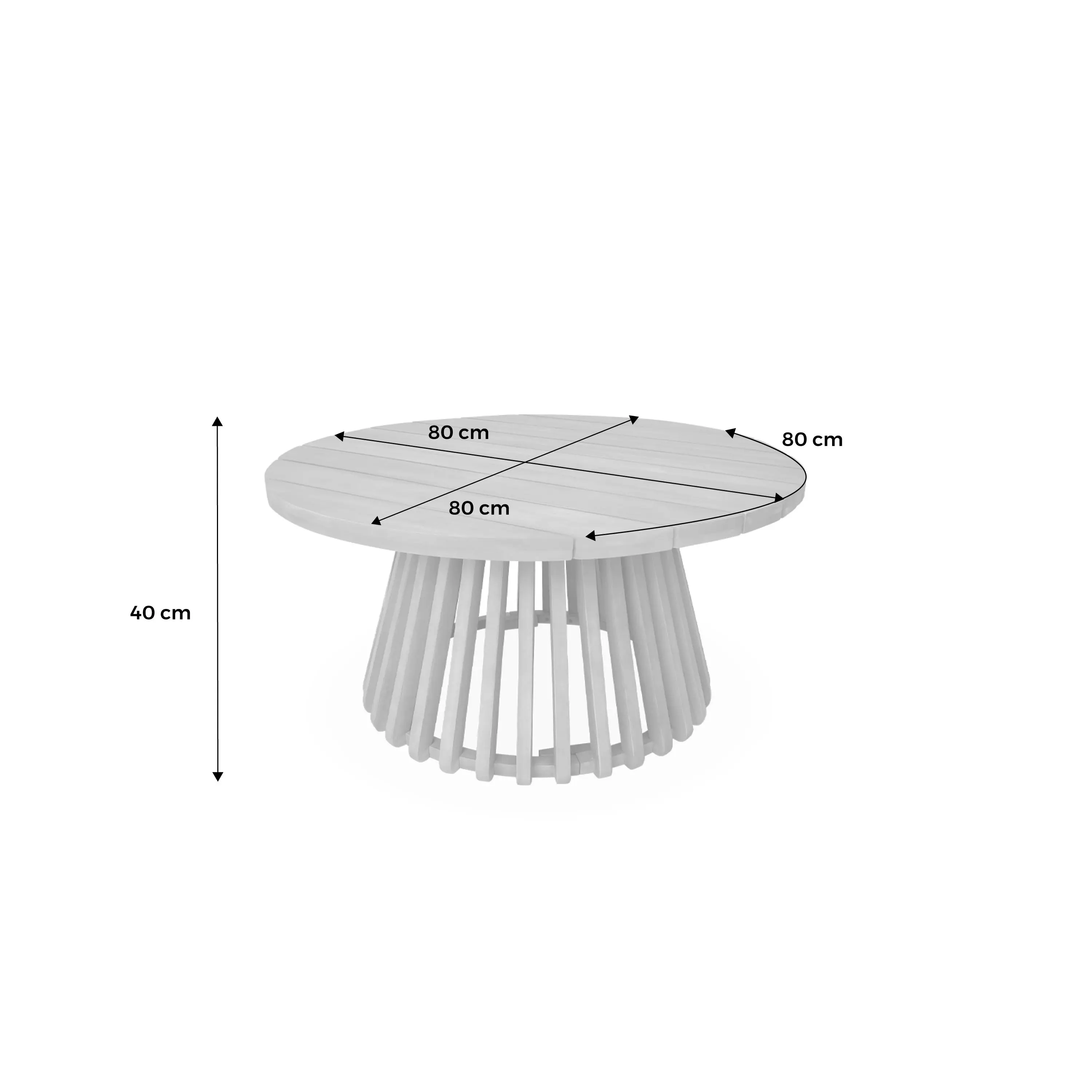 Table basse de jardin ronde bois d'acacia Ø80cm