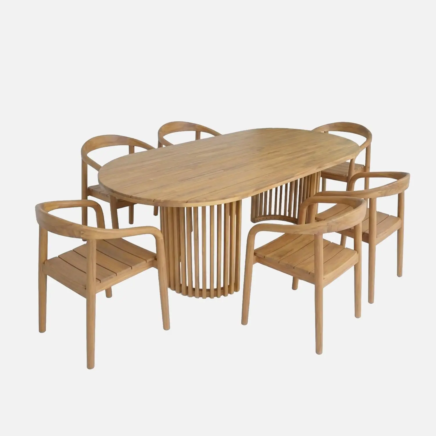 Table de jardin bois d'acacia + 6 assises