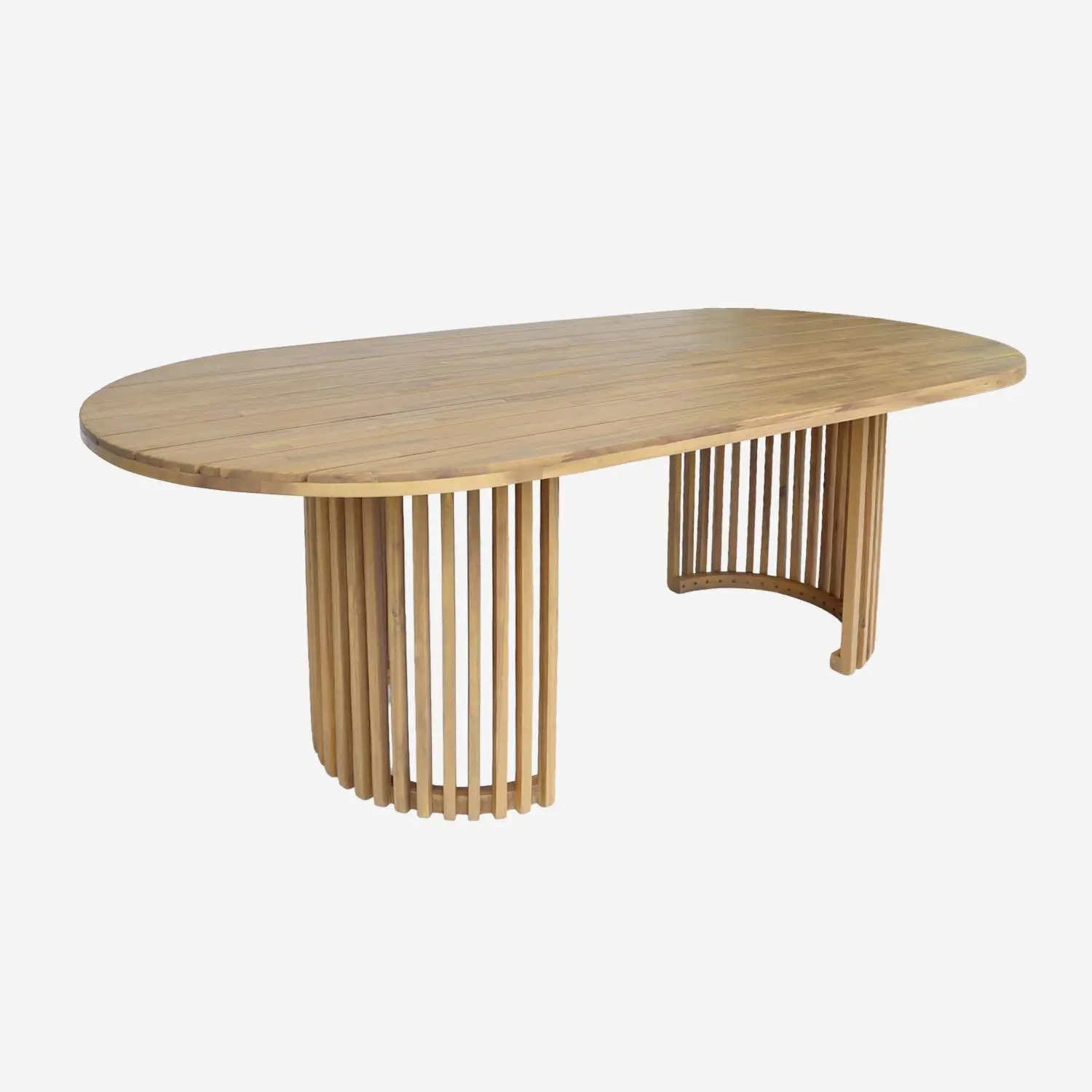 Table de jardin bois d'acacia + 6 assises