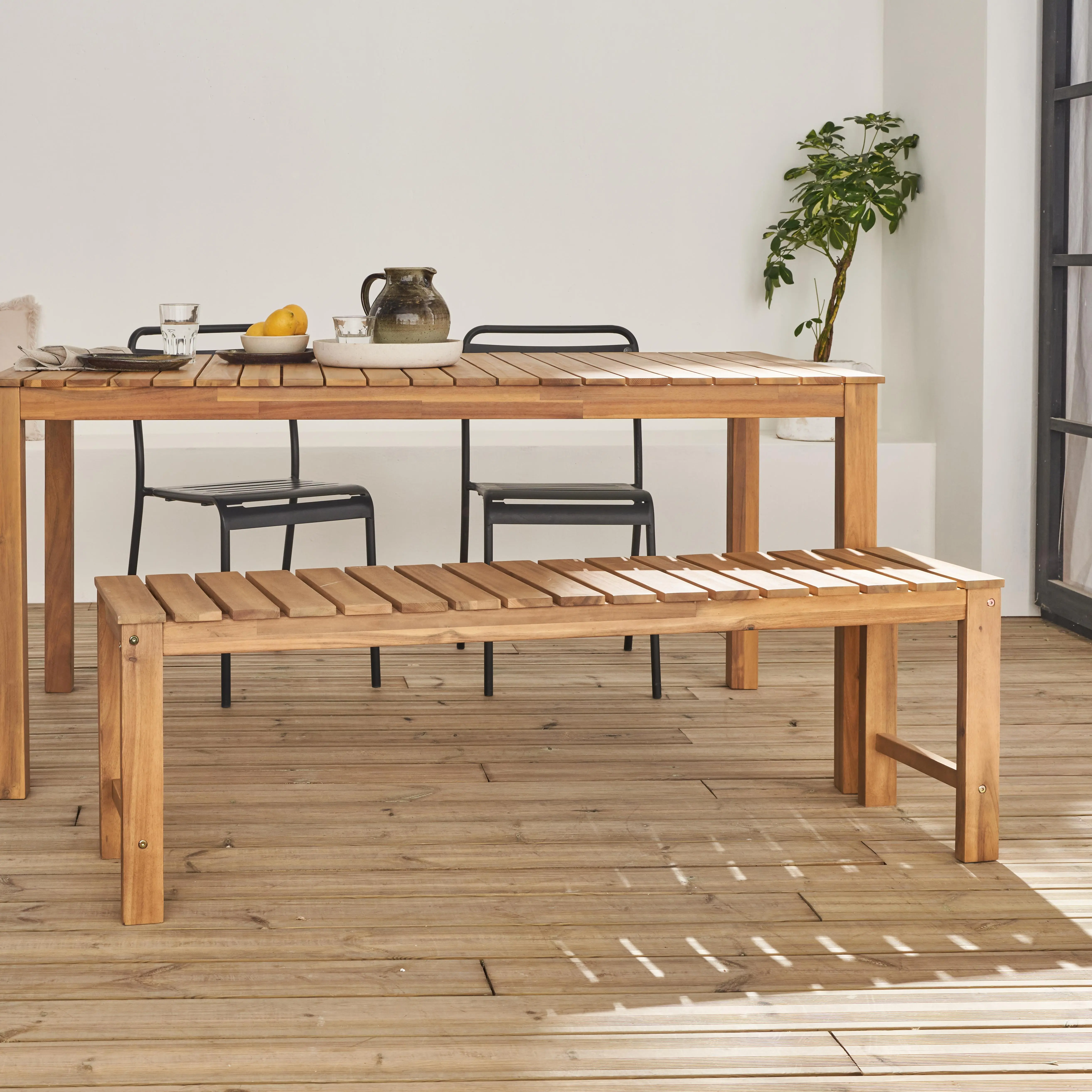 Banc bois d'acacia 2/3 places