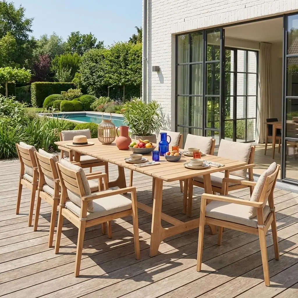 Table de jardin bois d'acacia 8 places