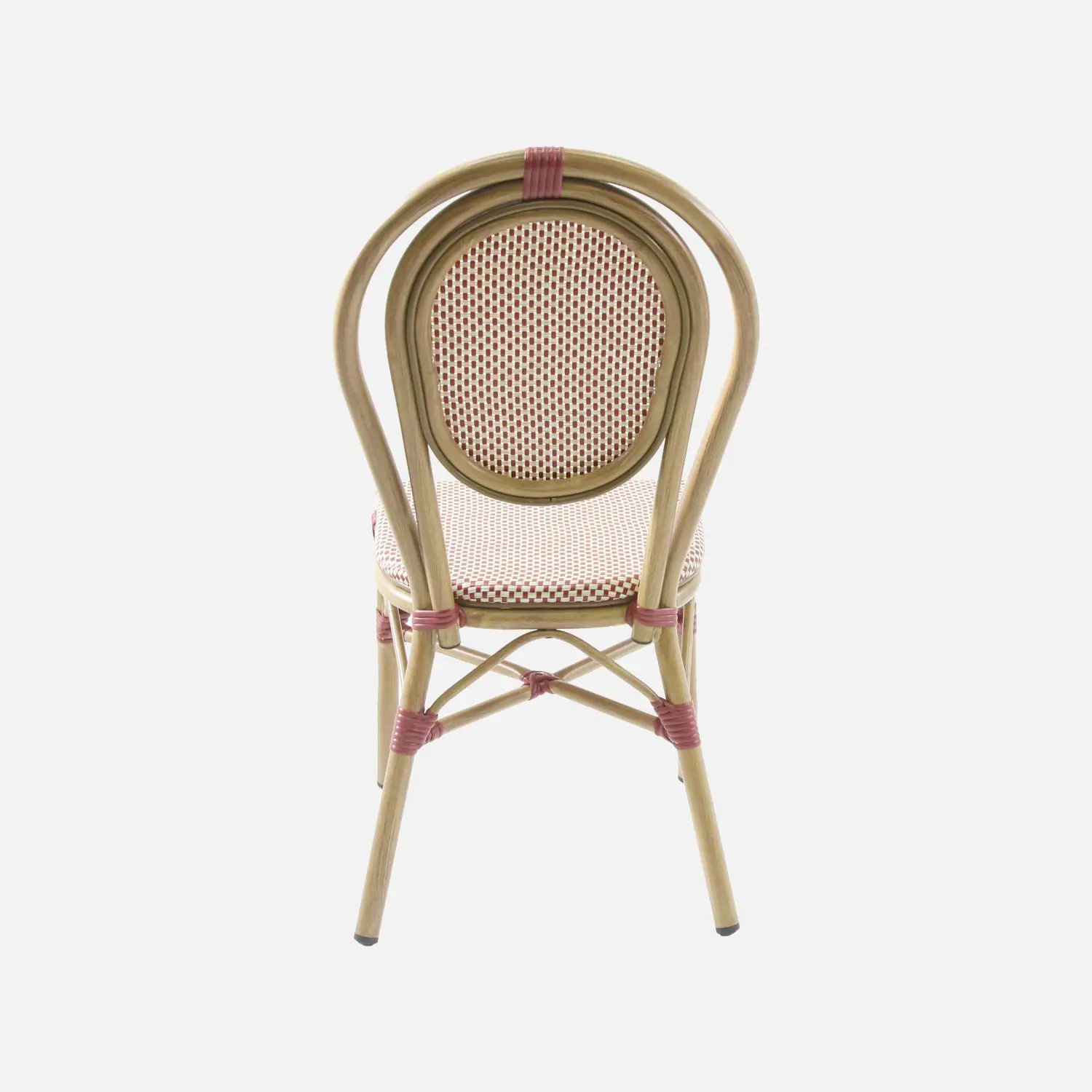 Chaise de terrasse bistrot en textile et aluminium rouge et beige