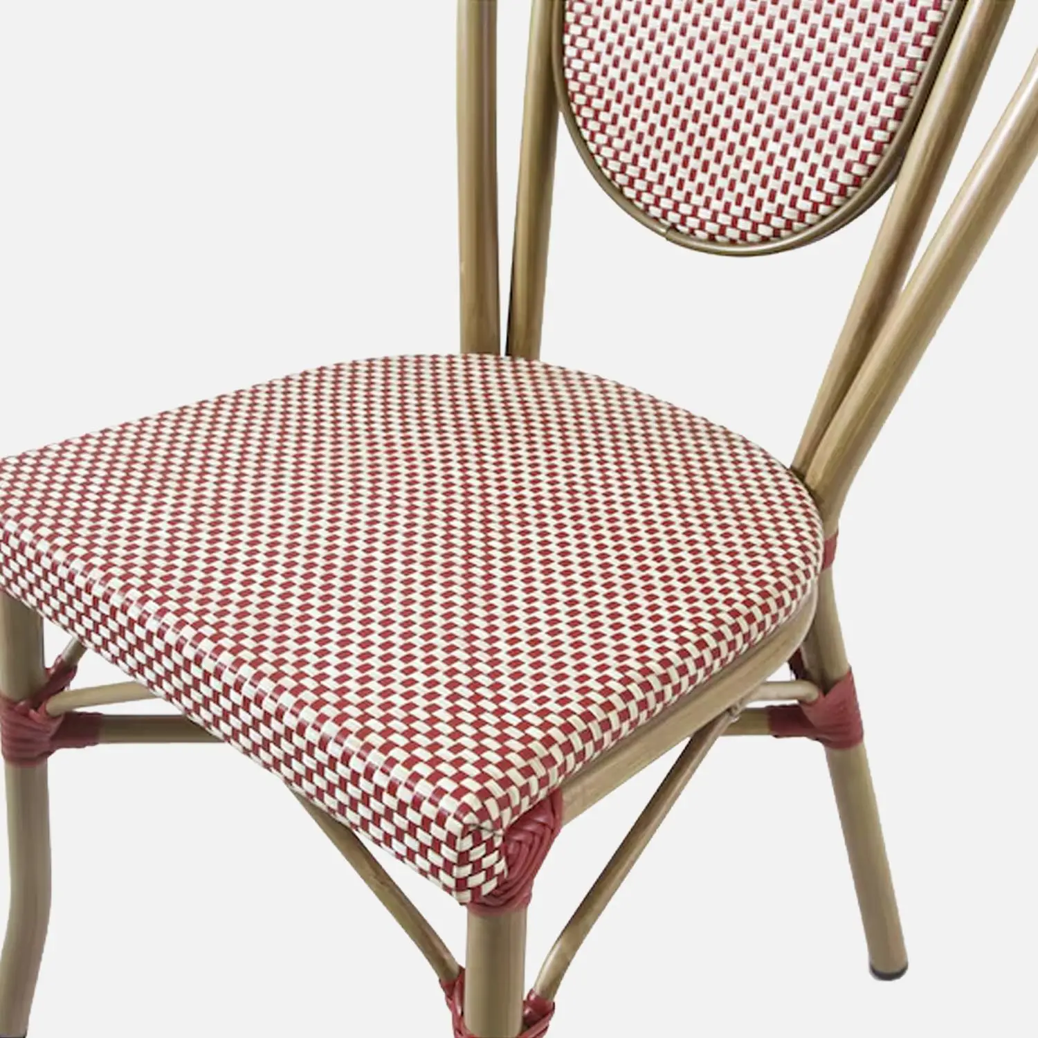Chaise de terrasse bistrot en textile et aluminium rouge et beige