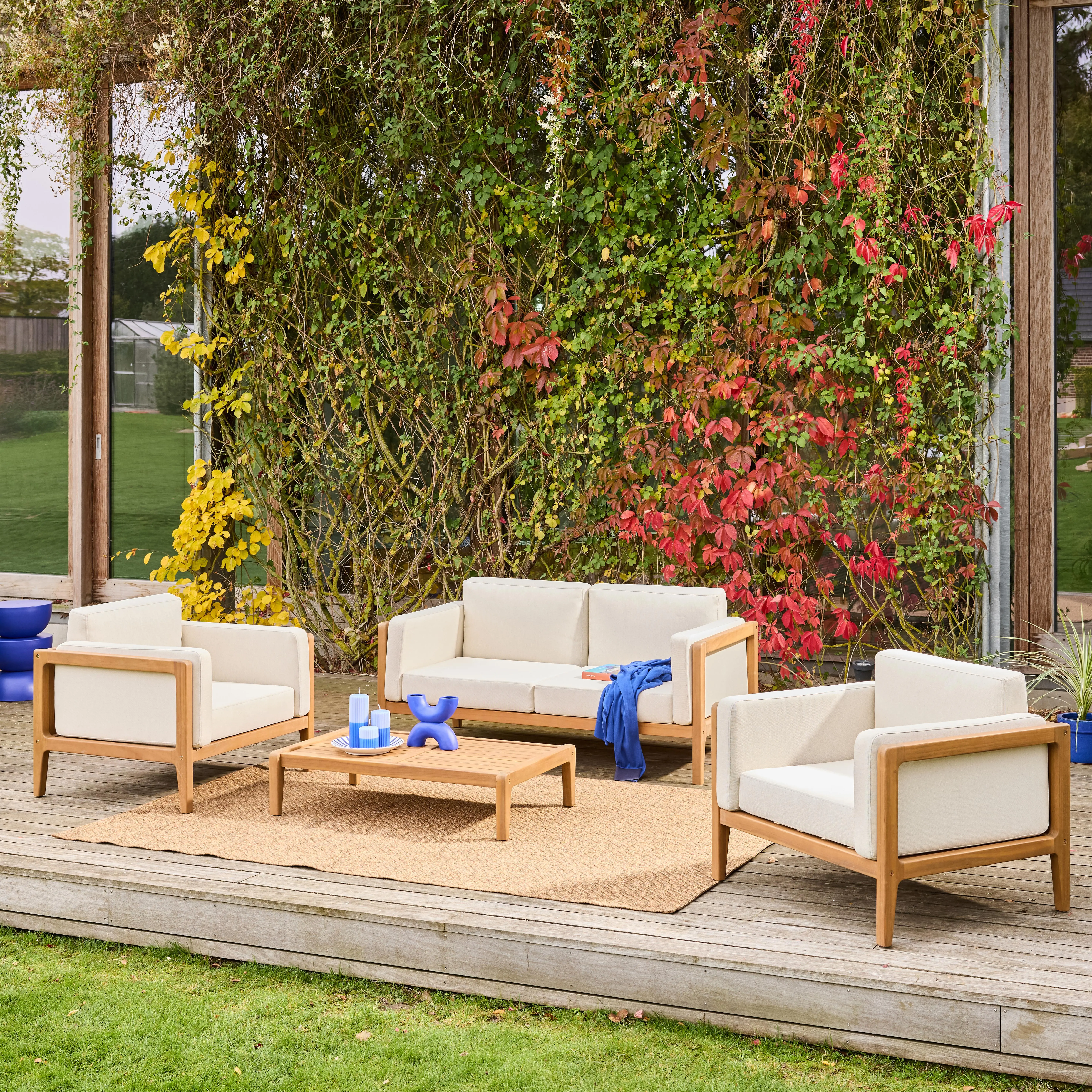 Salon de jardin bois d'acacia 4 places
