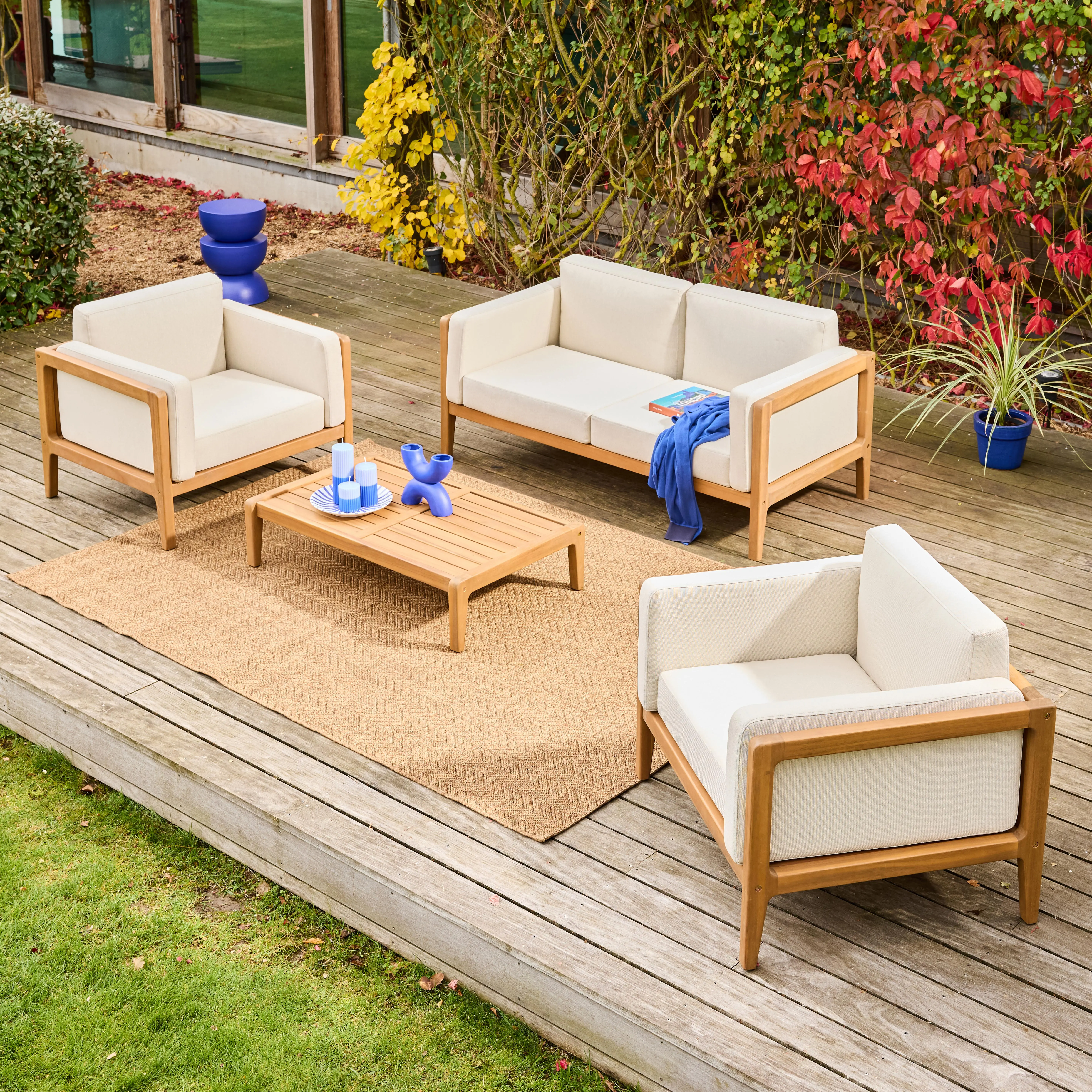 Salon de jardin bois d'acacia 4 places