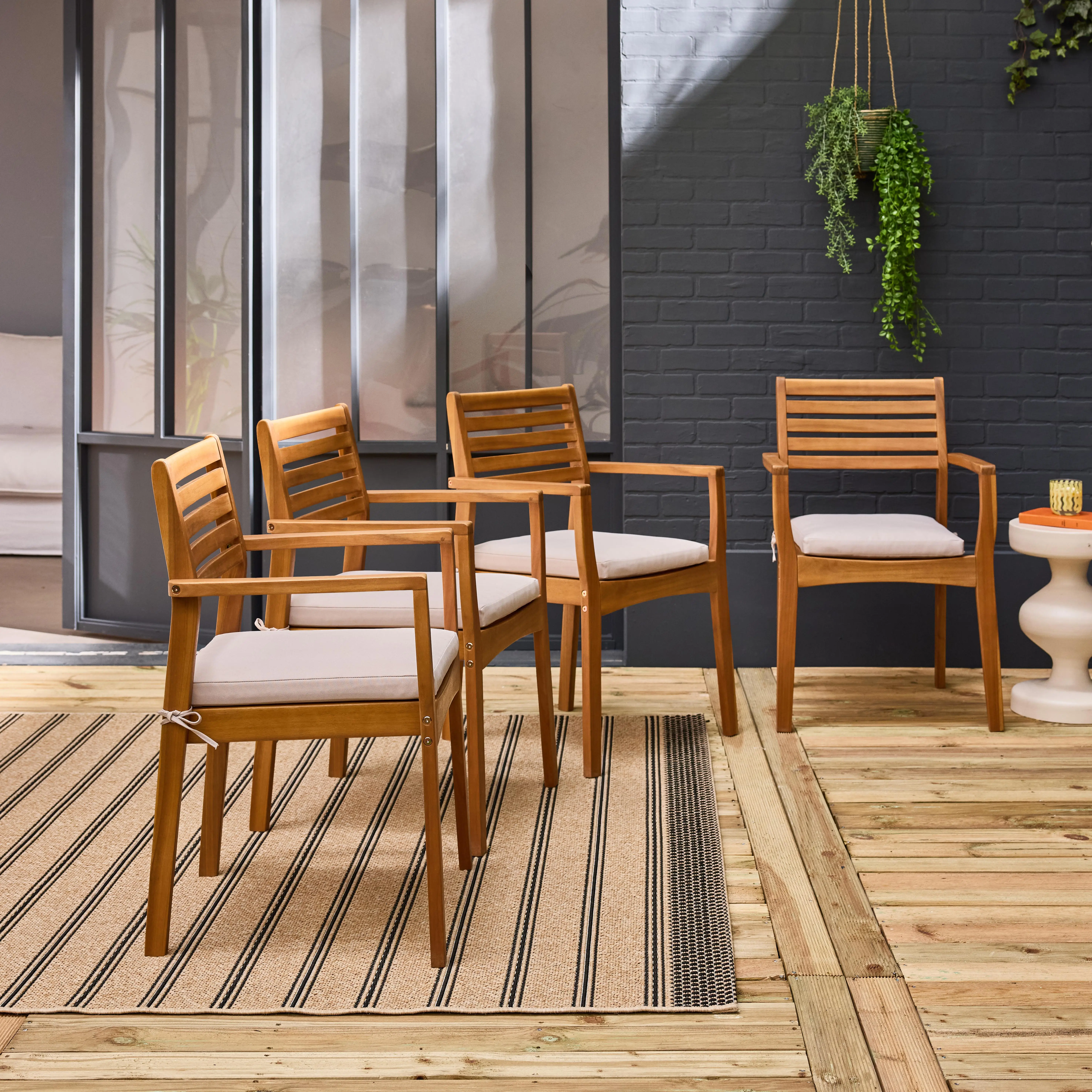 Fauteuil de jardin bois d'acacia (lot de 4)