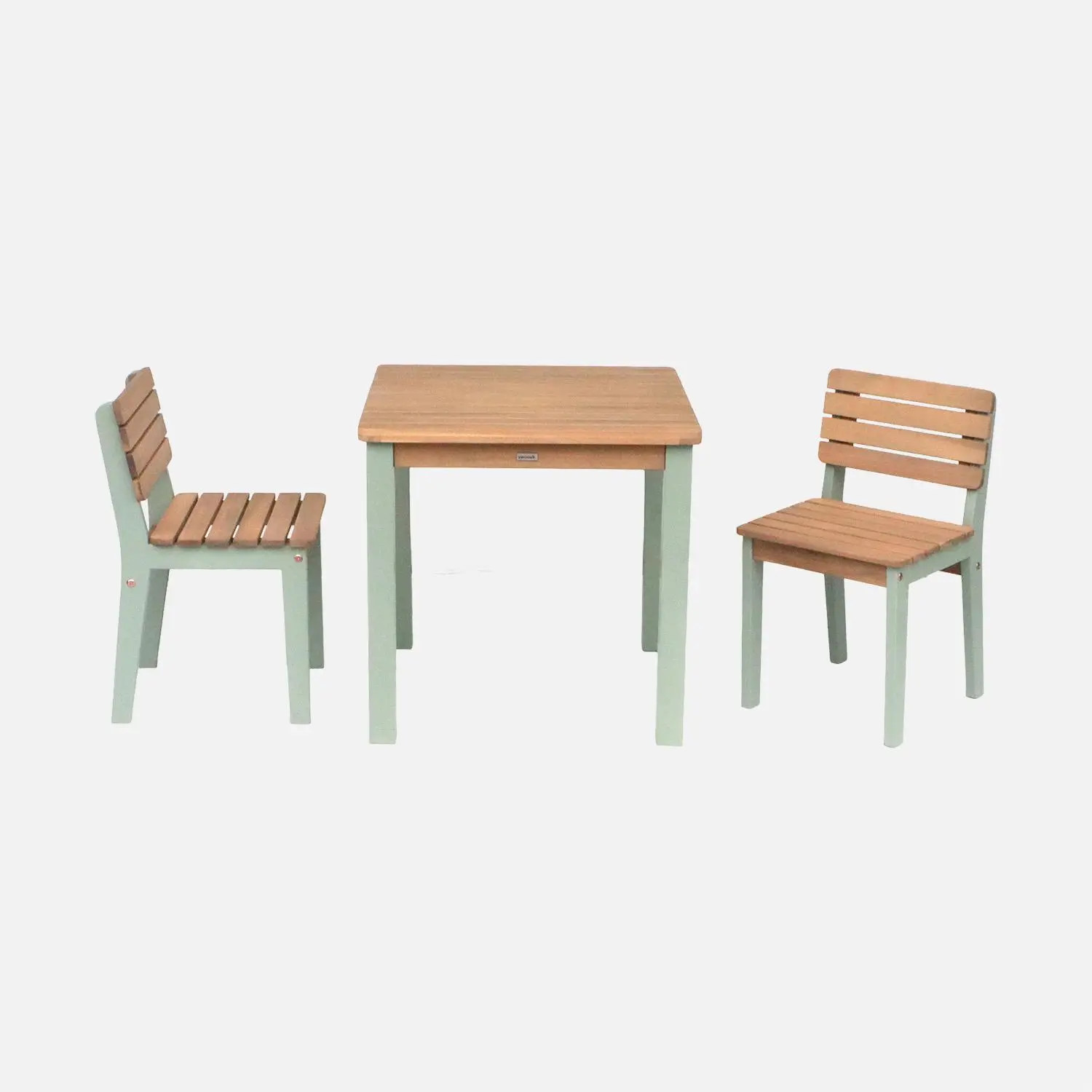 Table de jardin enfant intérieur/extérieur bois d'acacia + 2 assises