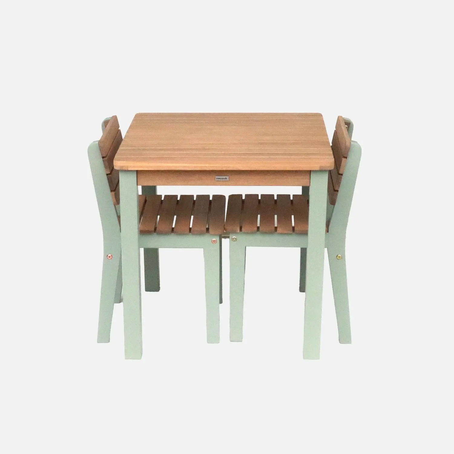 Table de jardin enfant intérieur/extérieur bois d'acacia + 2 assises