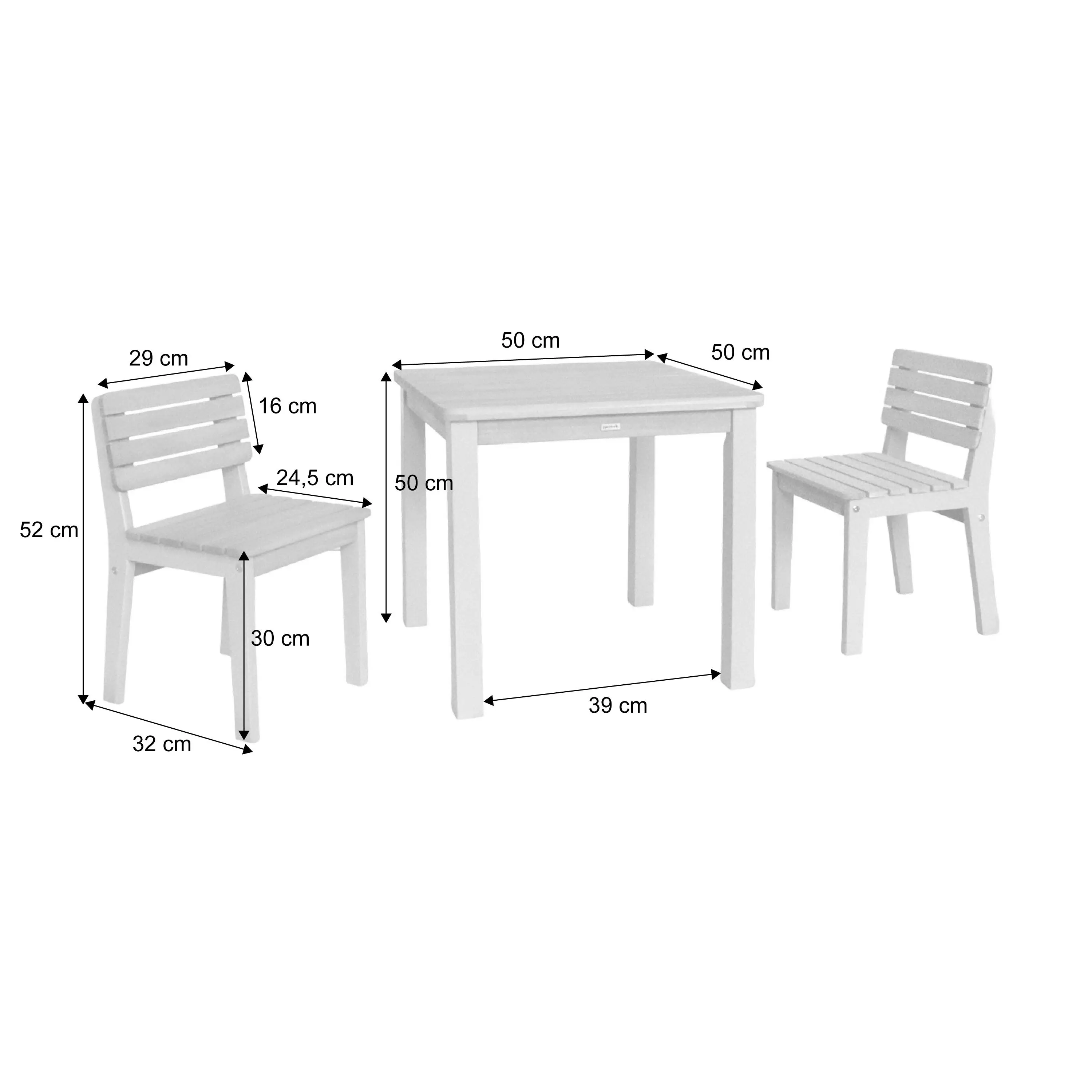 Table de jardin enfant intérieur/extérieur bois d'acacia + 2 assises