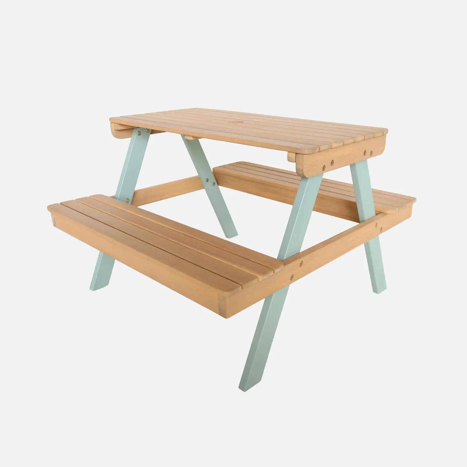 Table de pique-nique, salon de jardin enfant bois d'acacia 2 places
