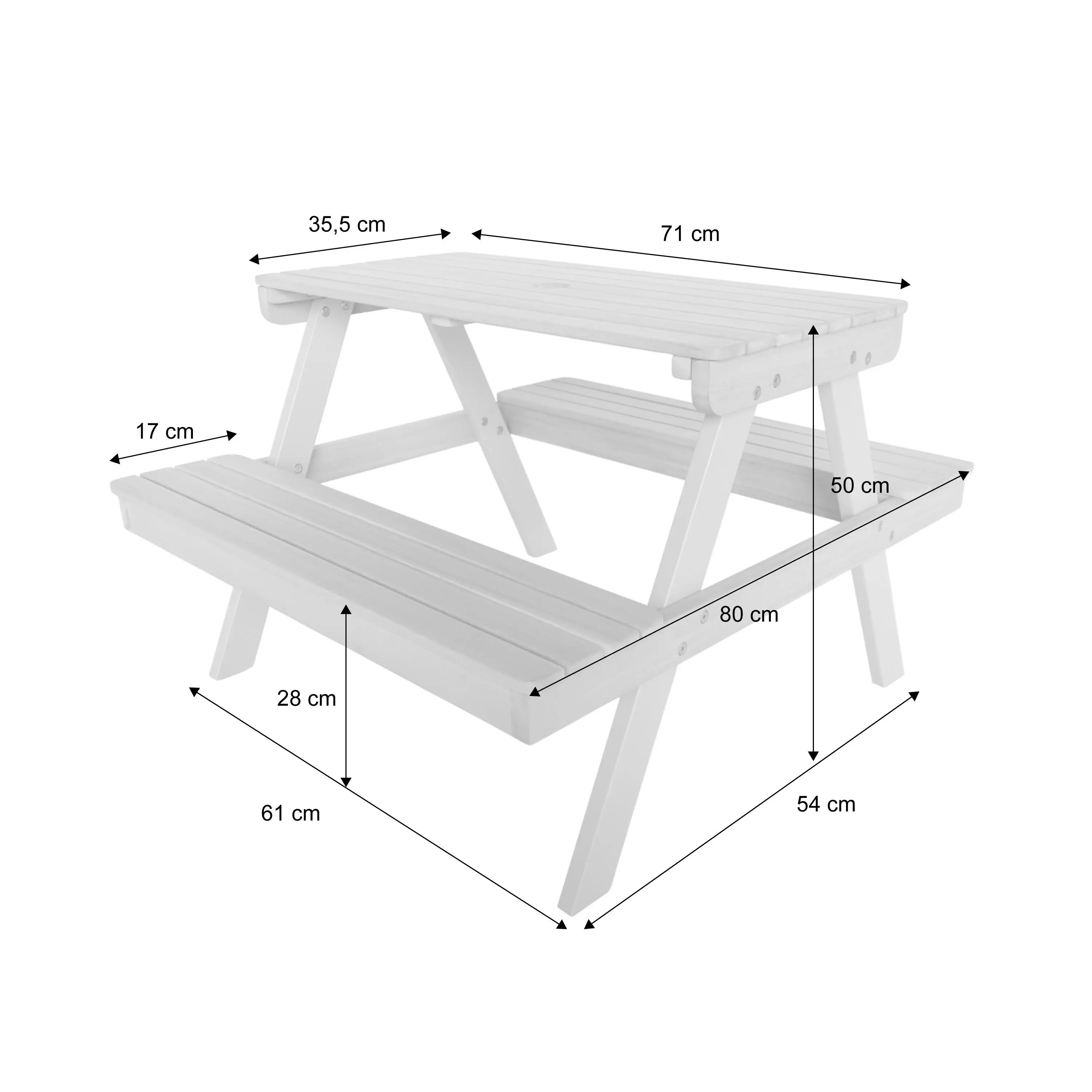 Table de pique-nique, salon de jardin enfant bois d'acacia 2 places