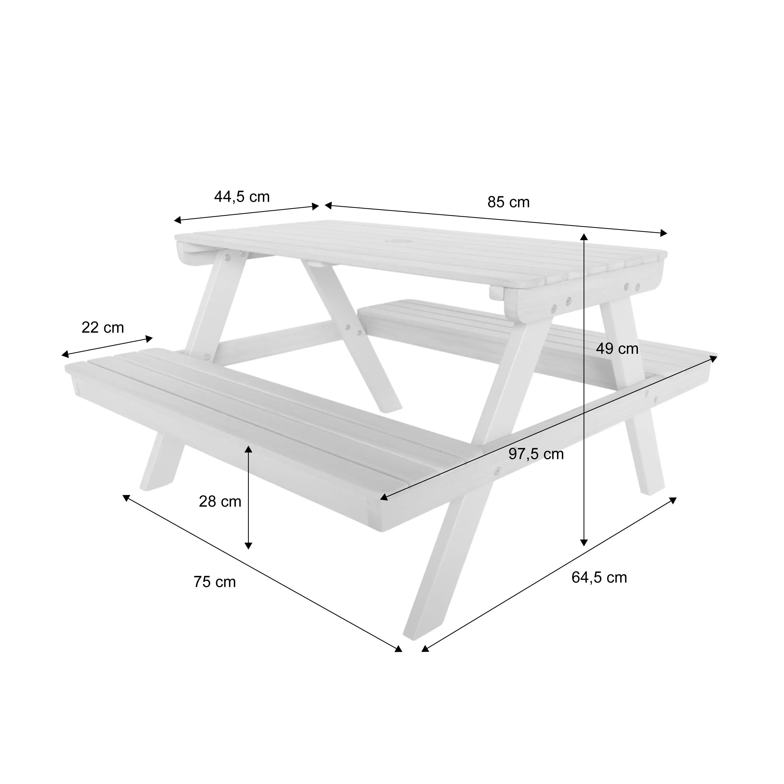 Table de pique-nique, salon de jardin enfant bois d'acacia 4 places