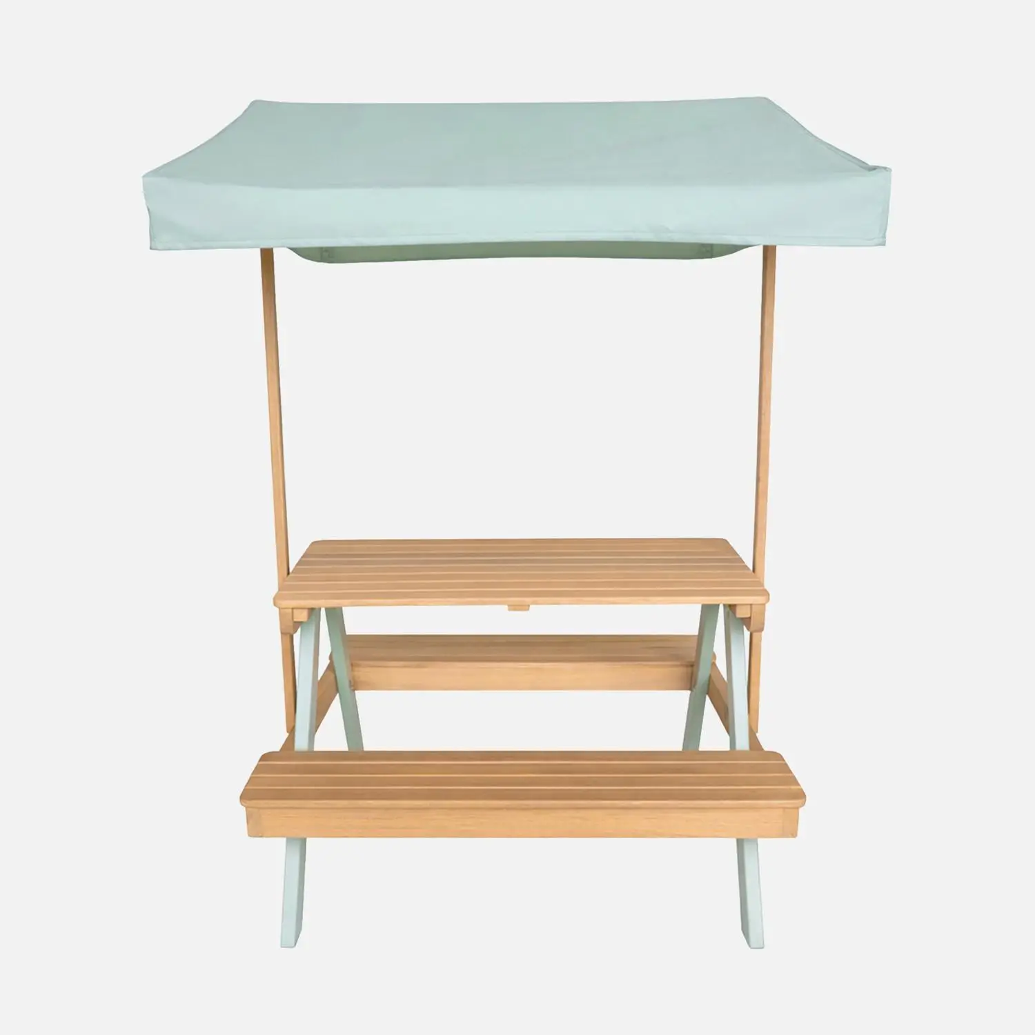 Table de pique-nique, salon de jardin enfant bois d'acacia avec parasol 2 places