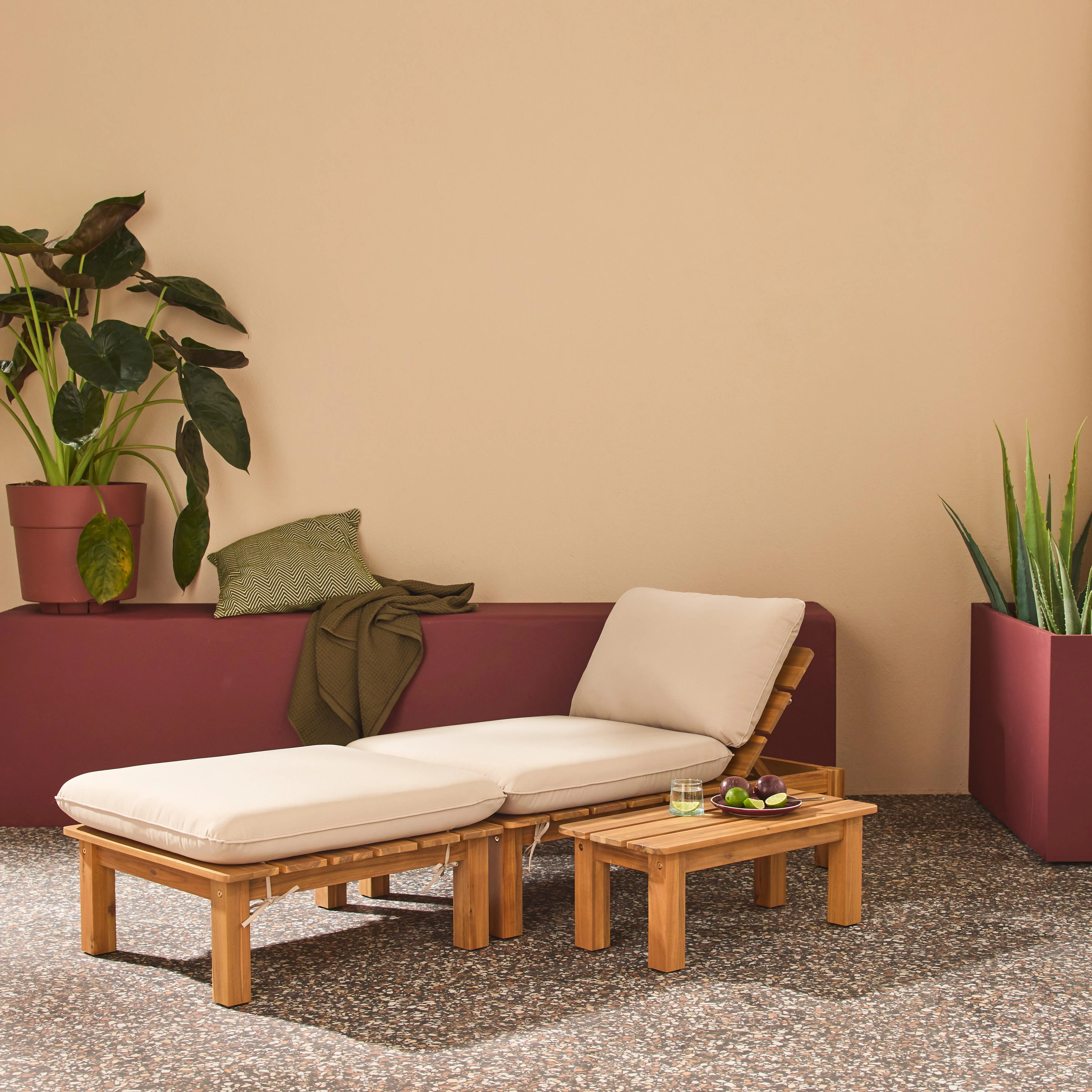 Salon de jardin modulable bois d'acacia multi positions 1 place