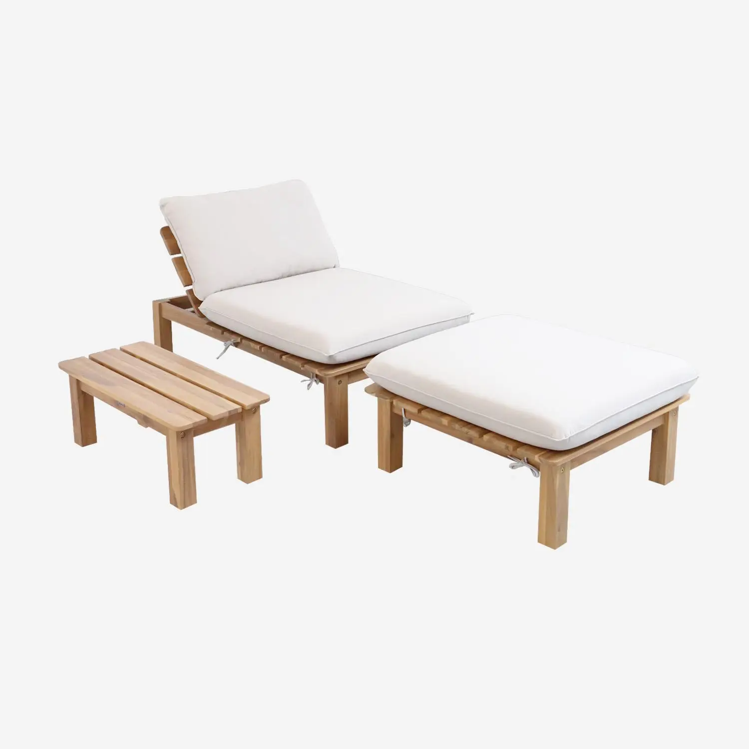 Salon de jardin modulable bois d'acacia multi positions 1 place