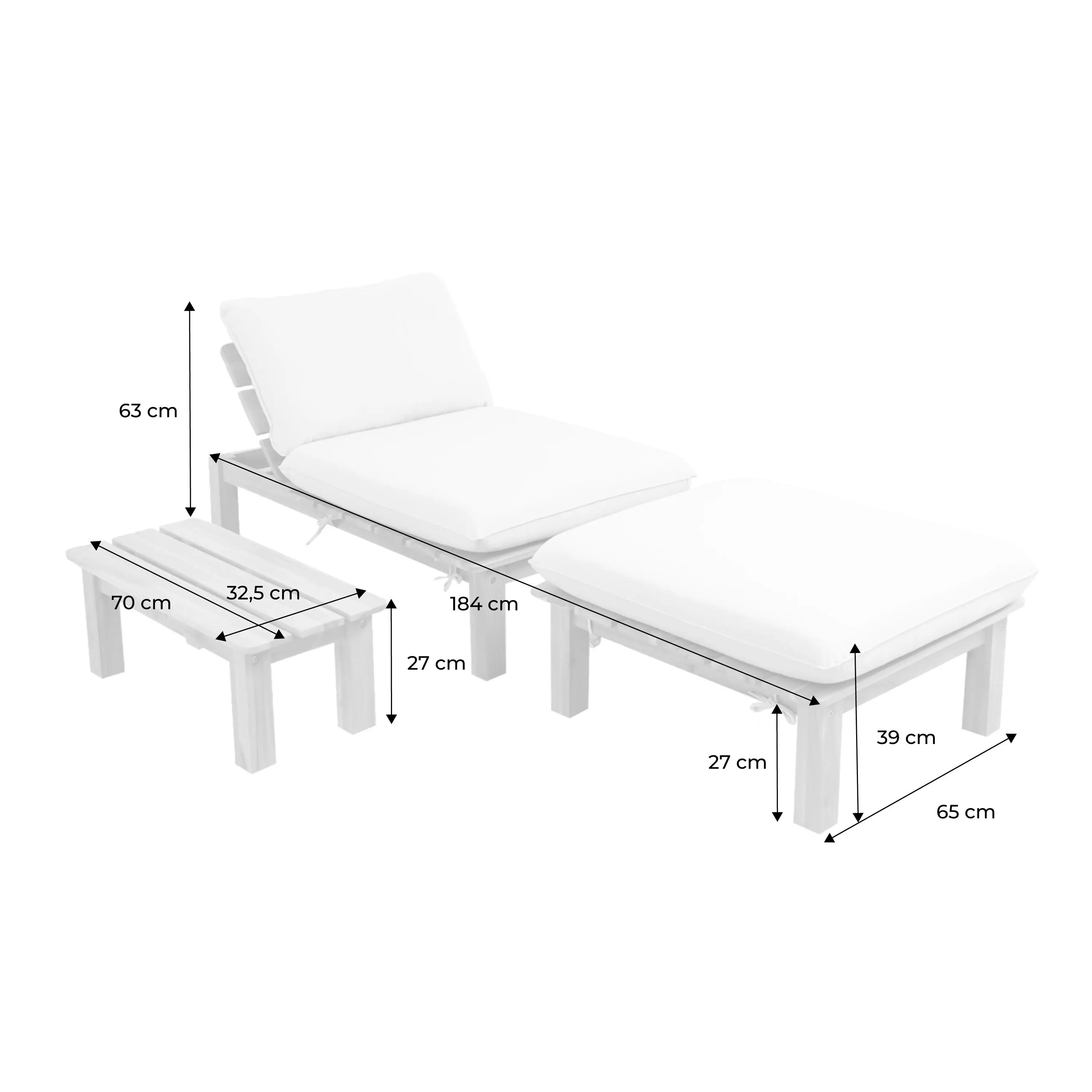 Salon de jardin modulable bois d'acacia multi positions 1 place