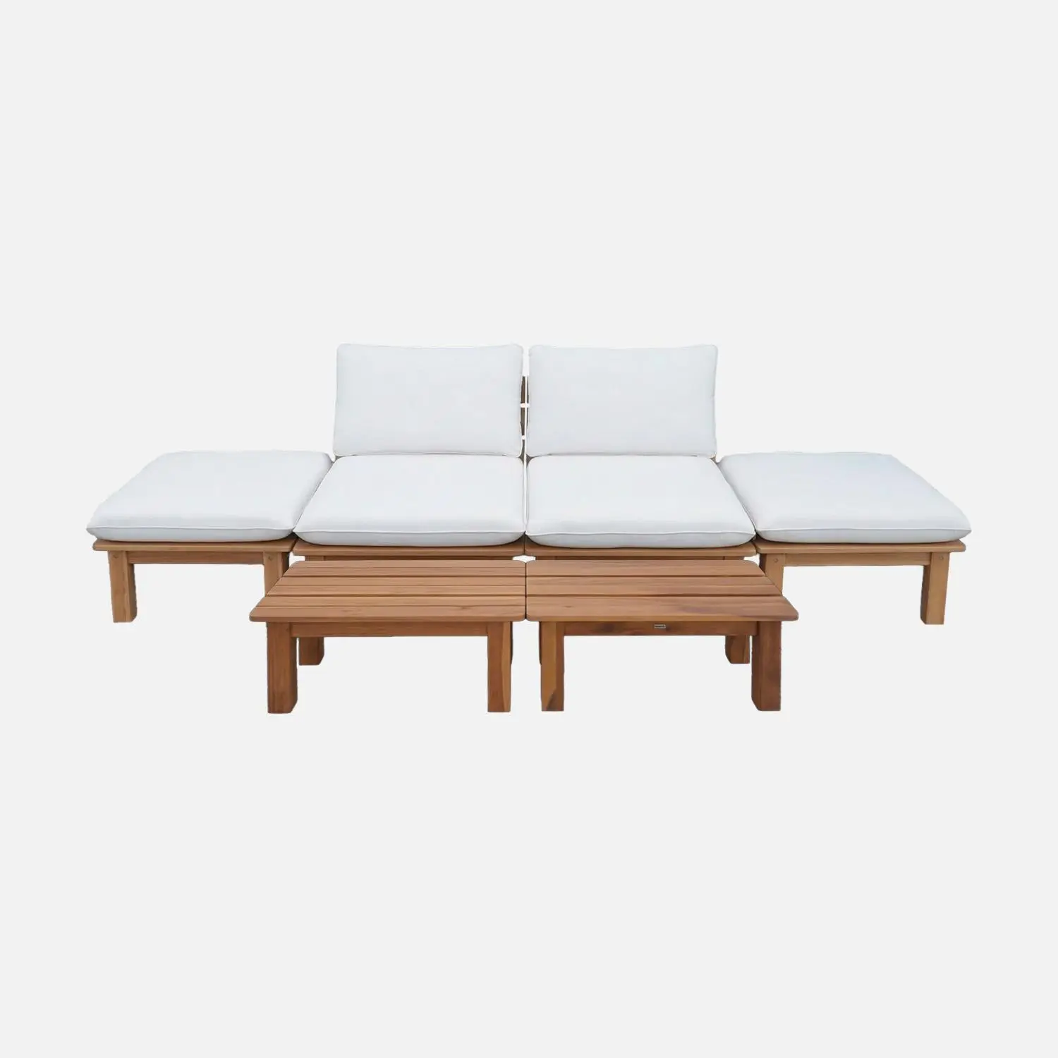 Salon de jardin modulable bois d'acacia multi positions 2 places