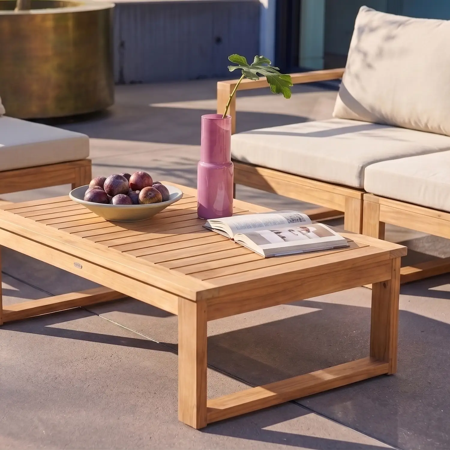 Salon de jardin modulable bois d'acacia 4 places