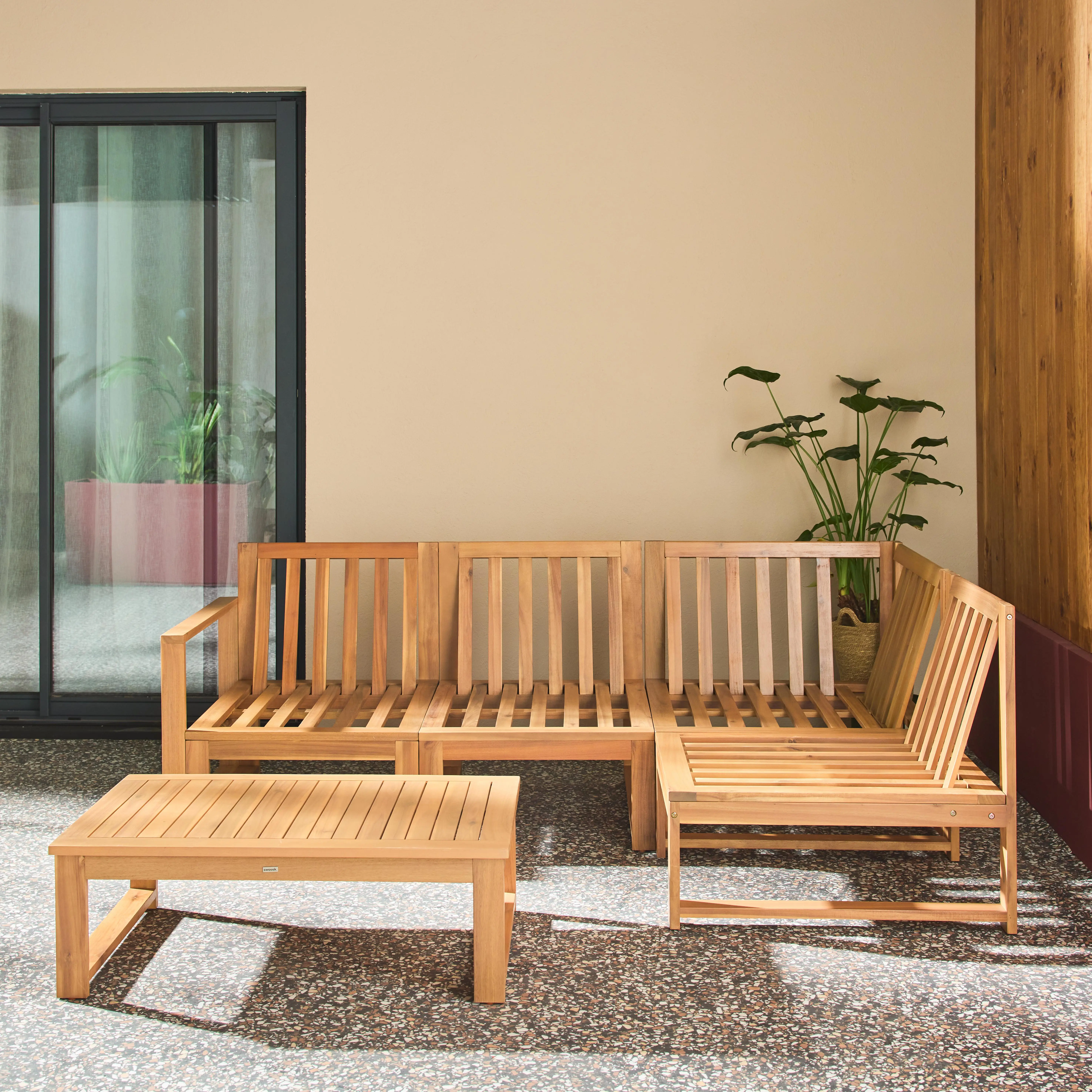 Salon de jardin modulable bois d'acacia 4 places