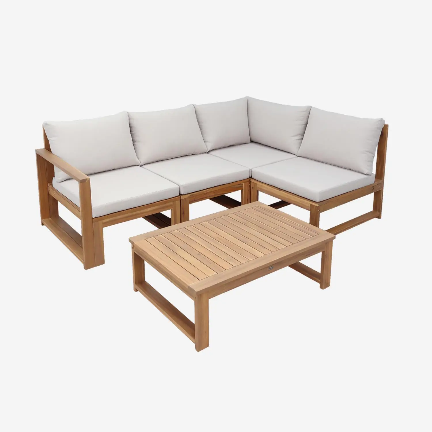 Salon de jardin modulable bois d'acacia 4 places