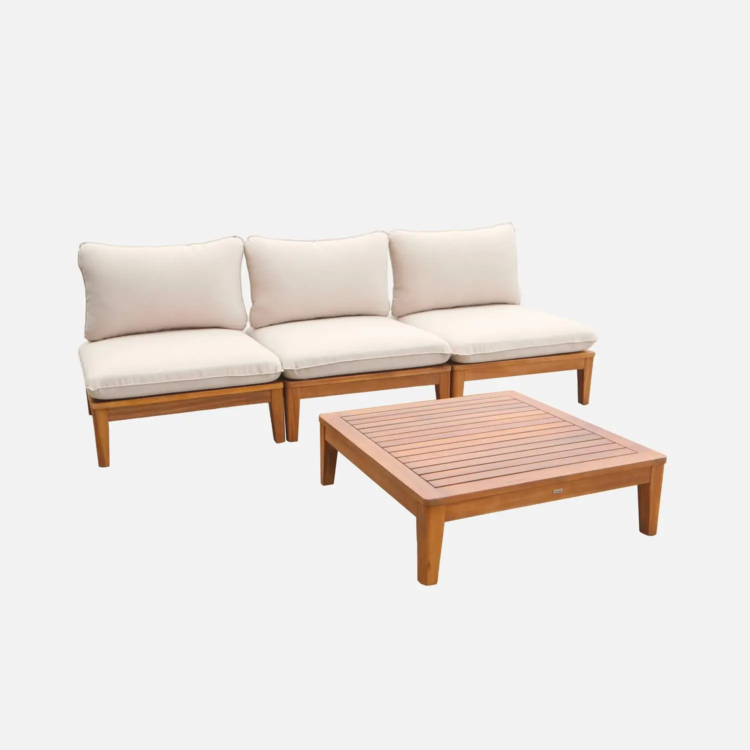 Salon de jardin modulable bois d'acacia 3 places