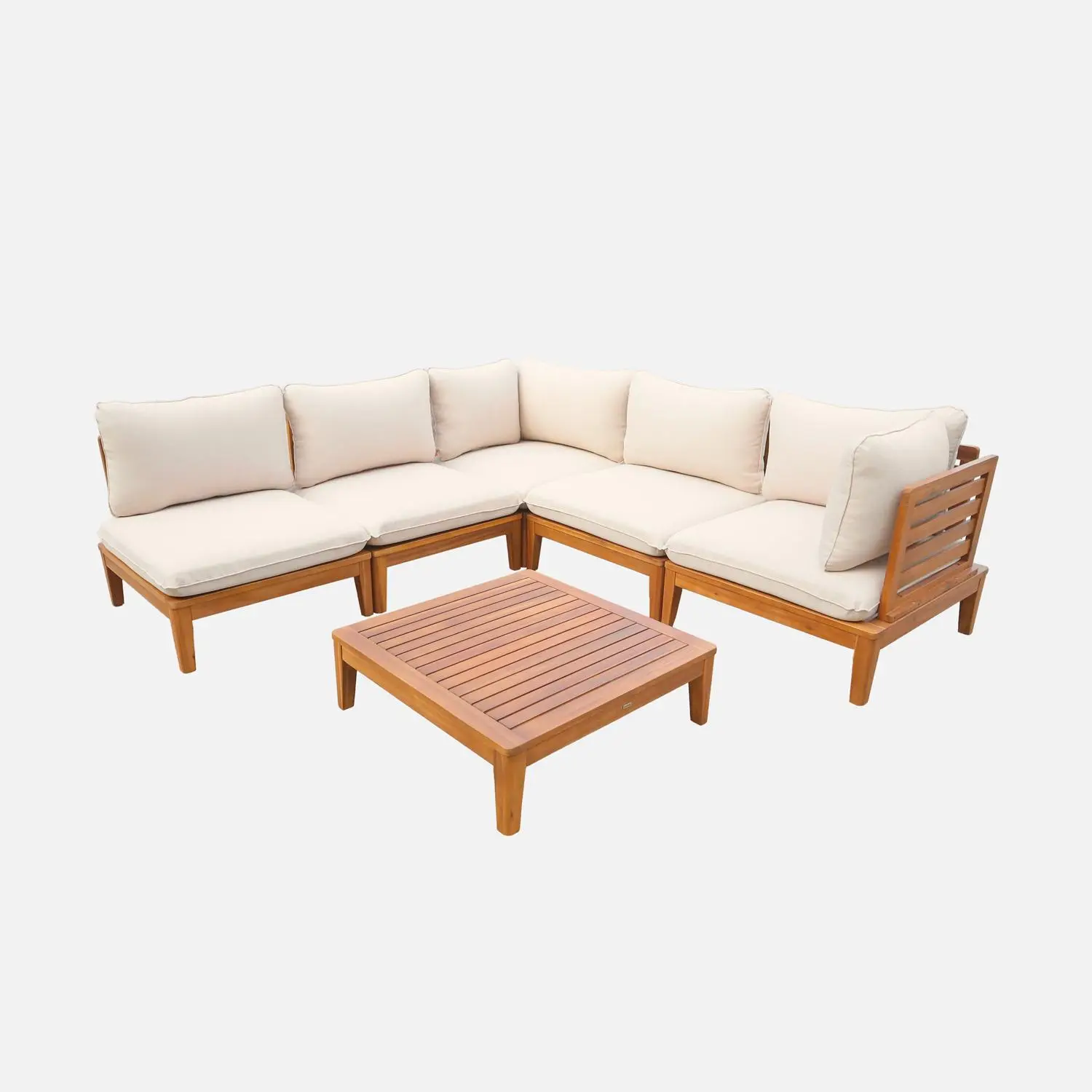 Salon de jardin modulable bois d'acacia 5 places
