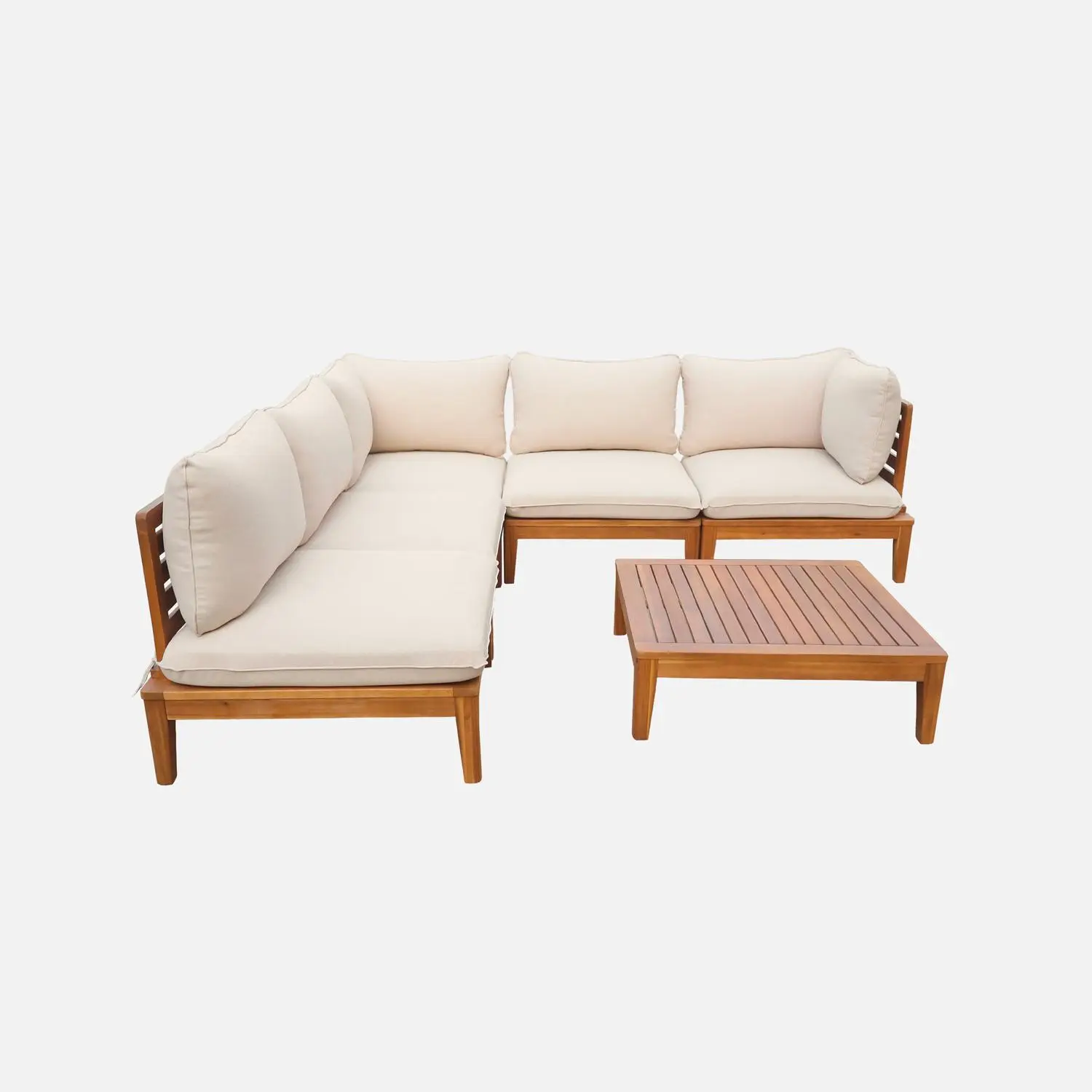 Salon de jardin modulable bois d'acacia 5 places