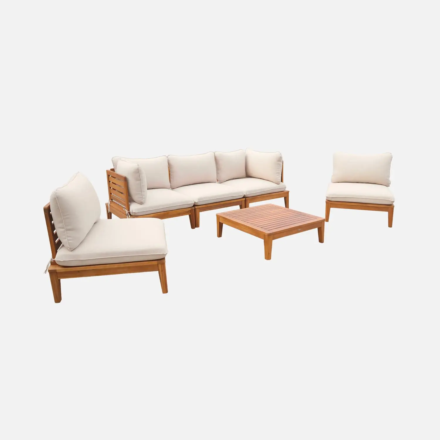 Salon de jardin modulable bois d'acacia 5 places