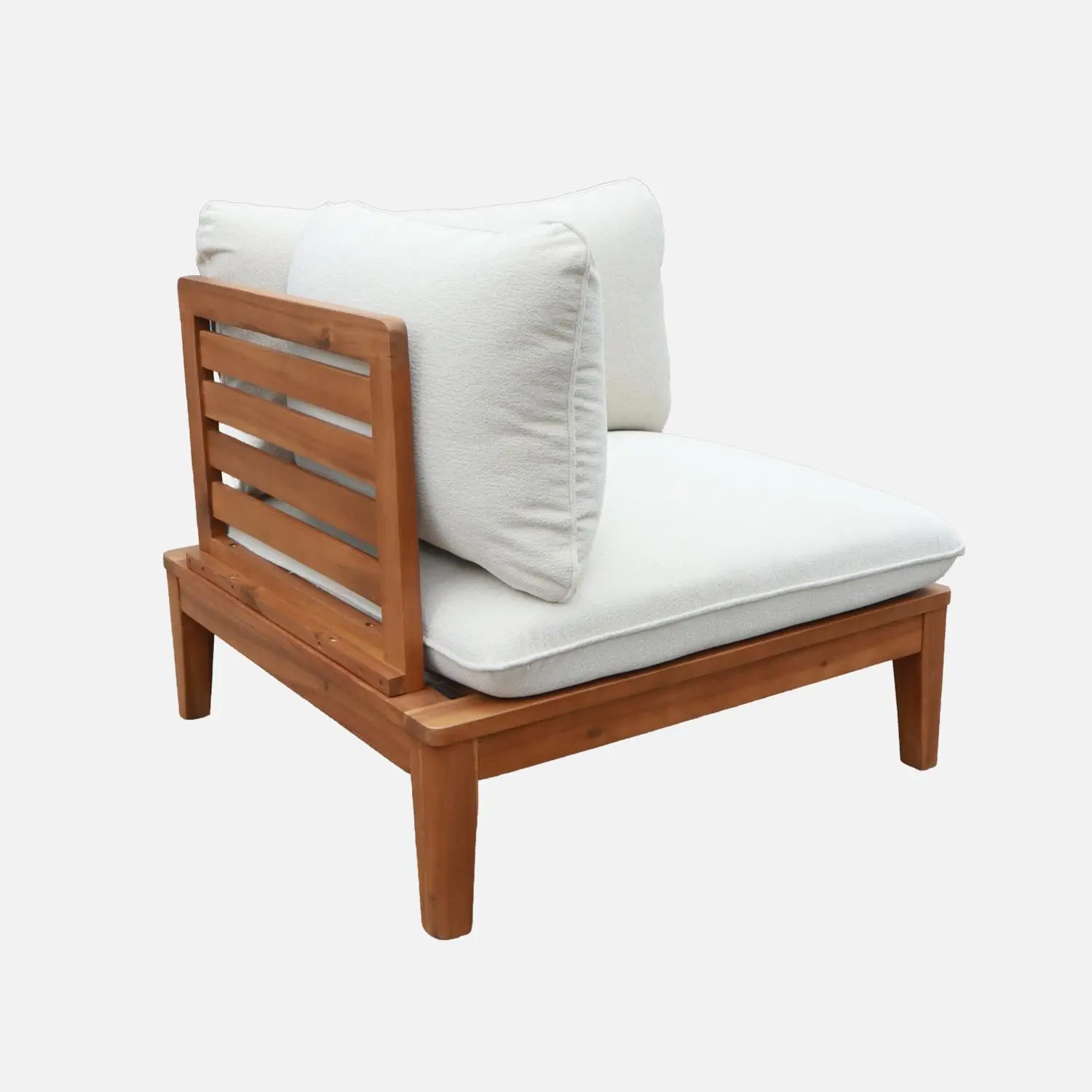 Salon de jardin modulable bois d'acacia et bouclette 5 places