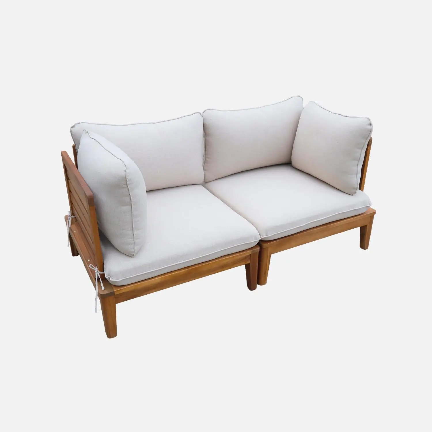 Banquette modulable de jardin bois d'acacia avec accoudoirs 2 places
