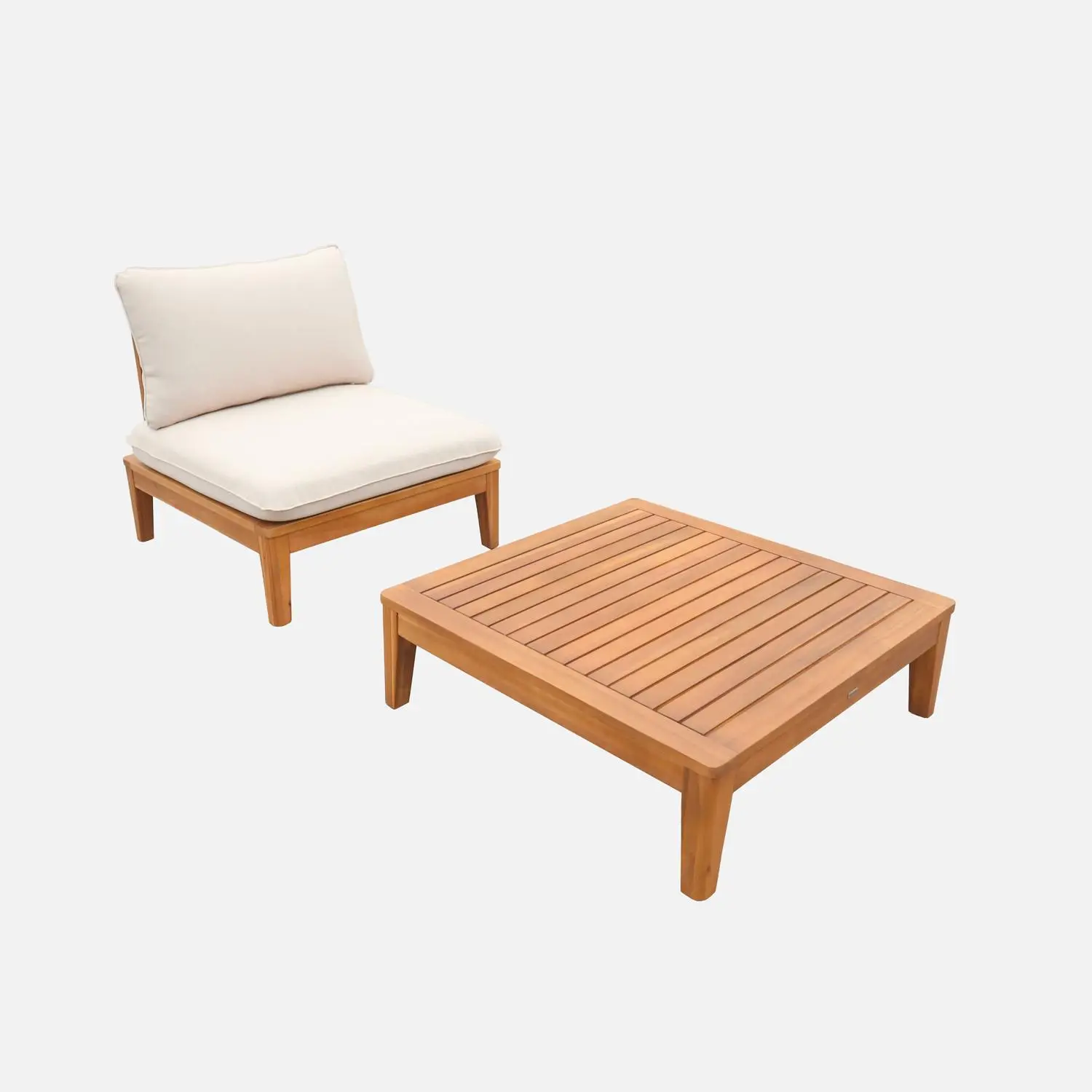 Fauteuil de jardin avec table basse bois d'acacia