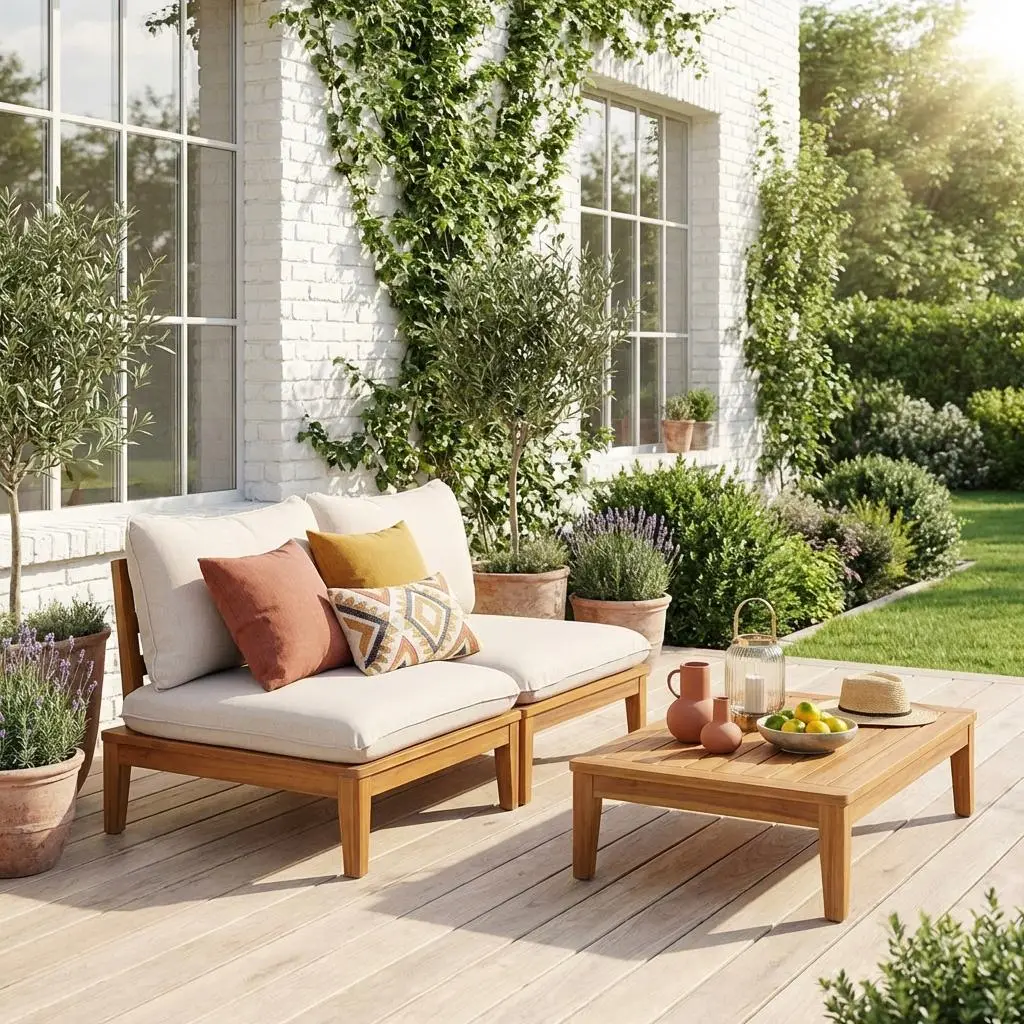 Banquette modulable de jardin bois d'acacia 2 places