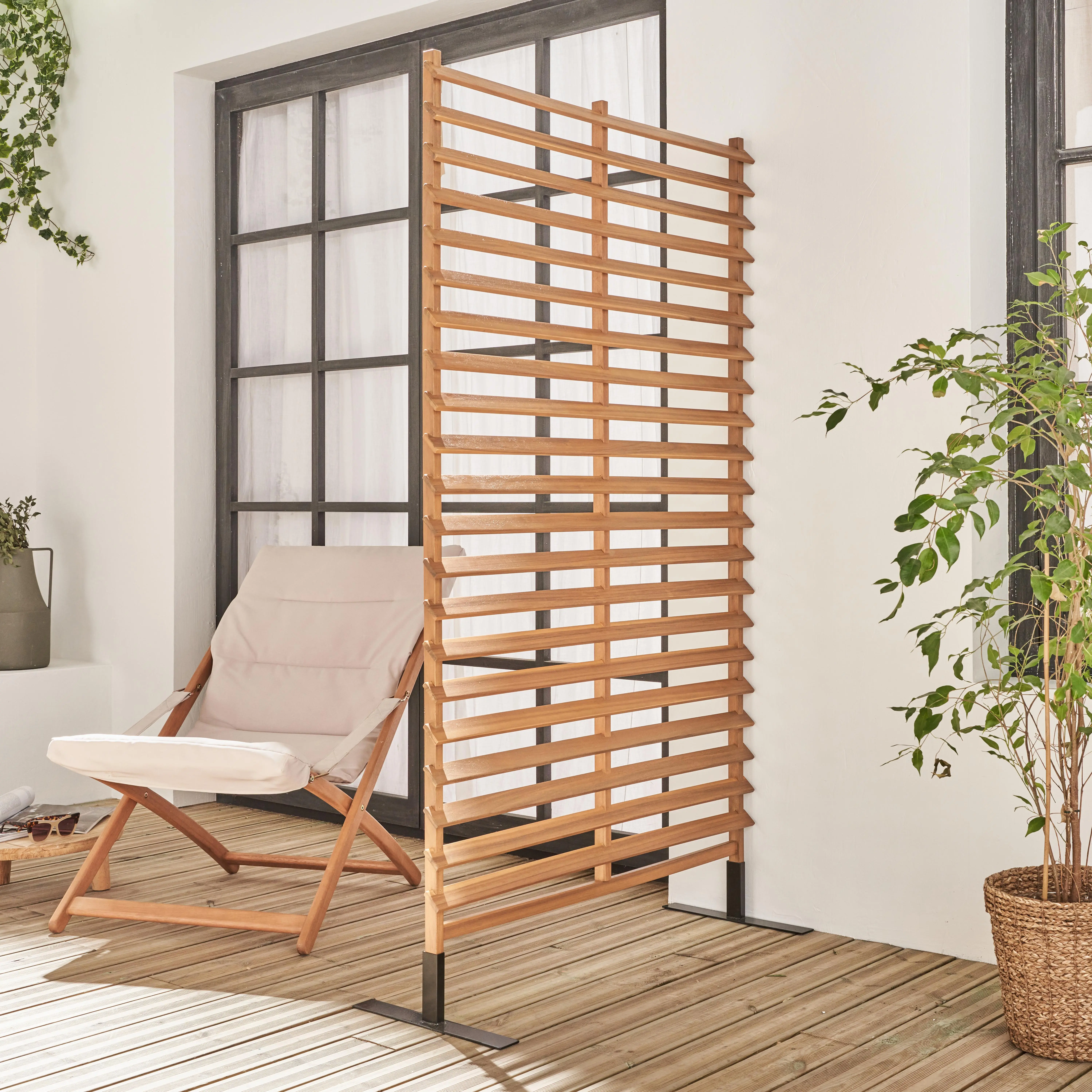 Paravent intérieur/extérieur bois d'acacia 100cm