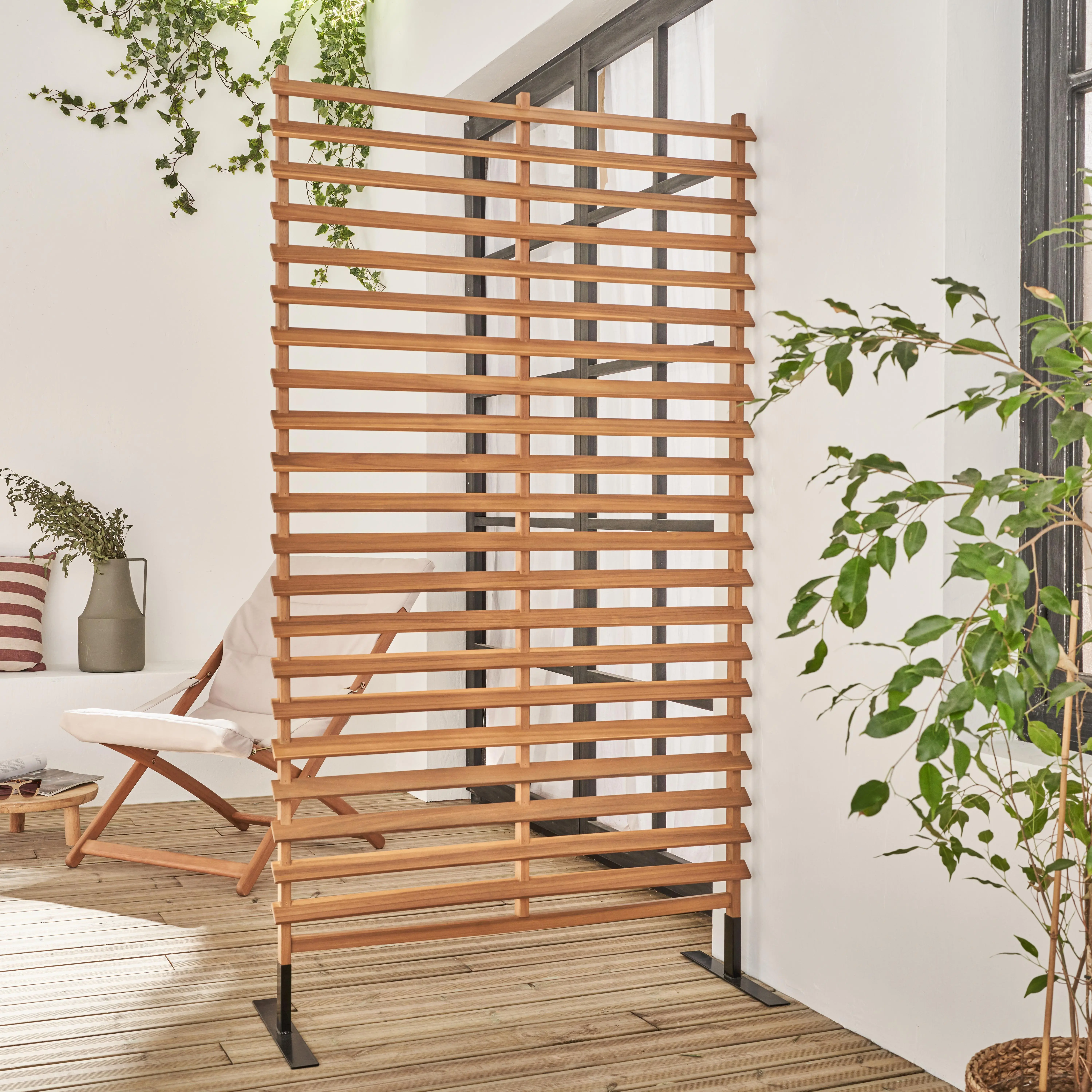 Paravent intérieur/extérieur bois d'acacia 100cm