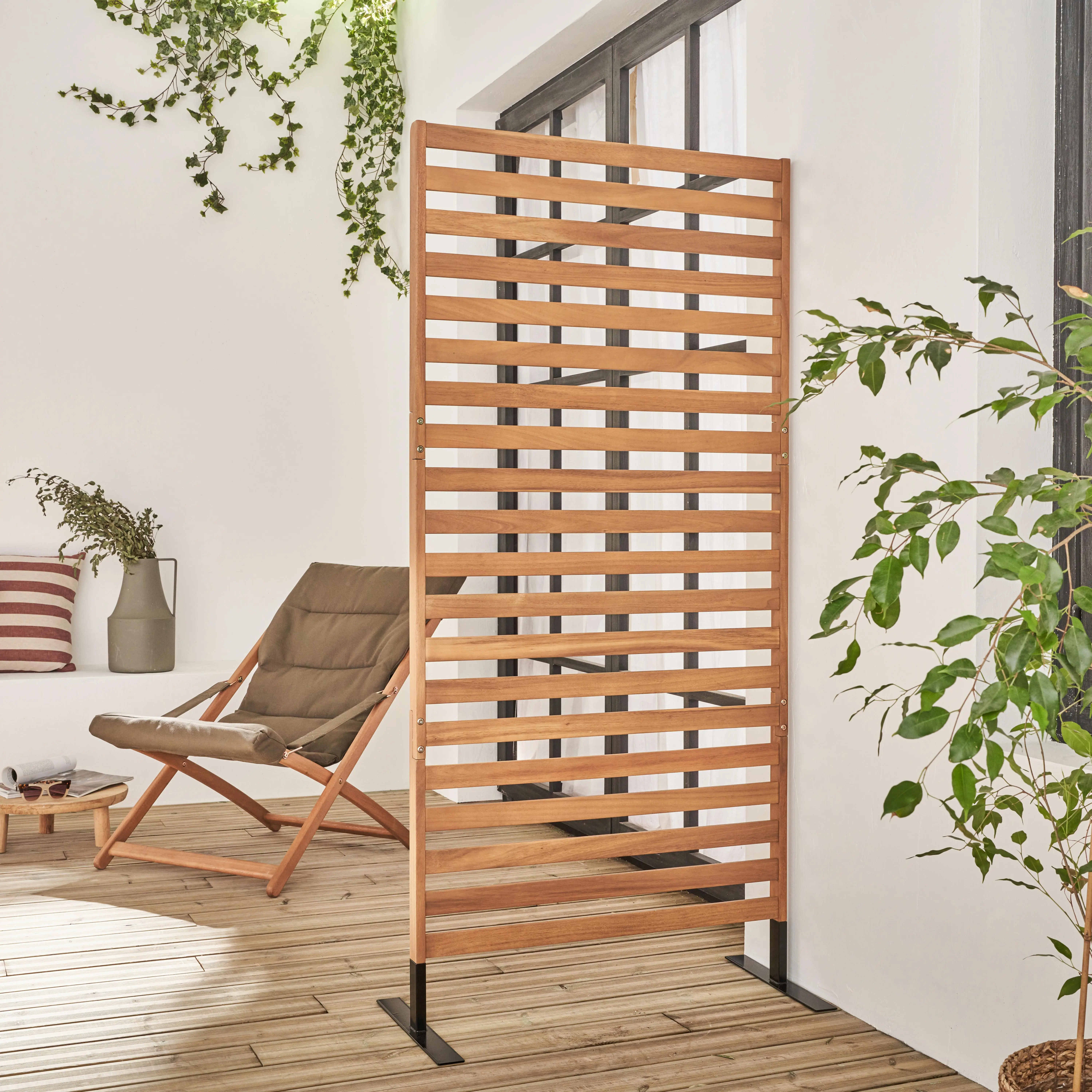 Paravent intérieur/extérieur bois d'acacia 80cm
