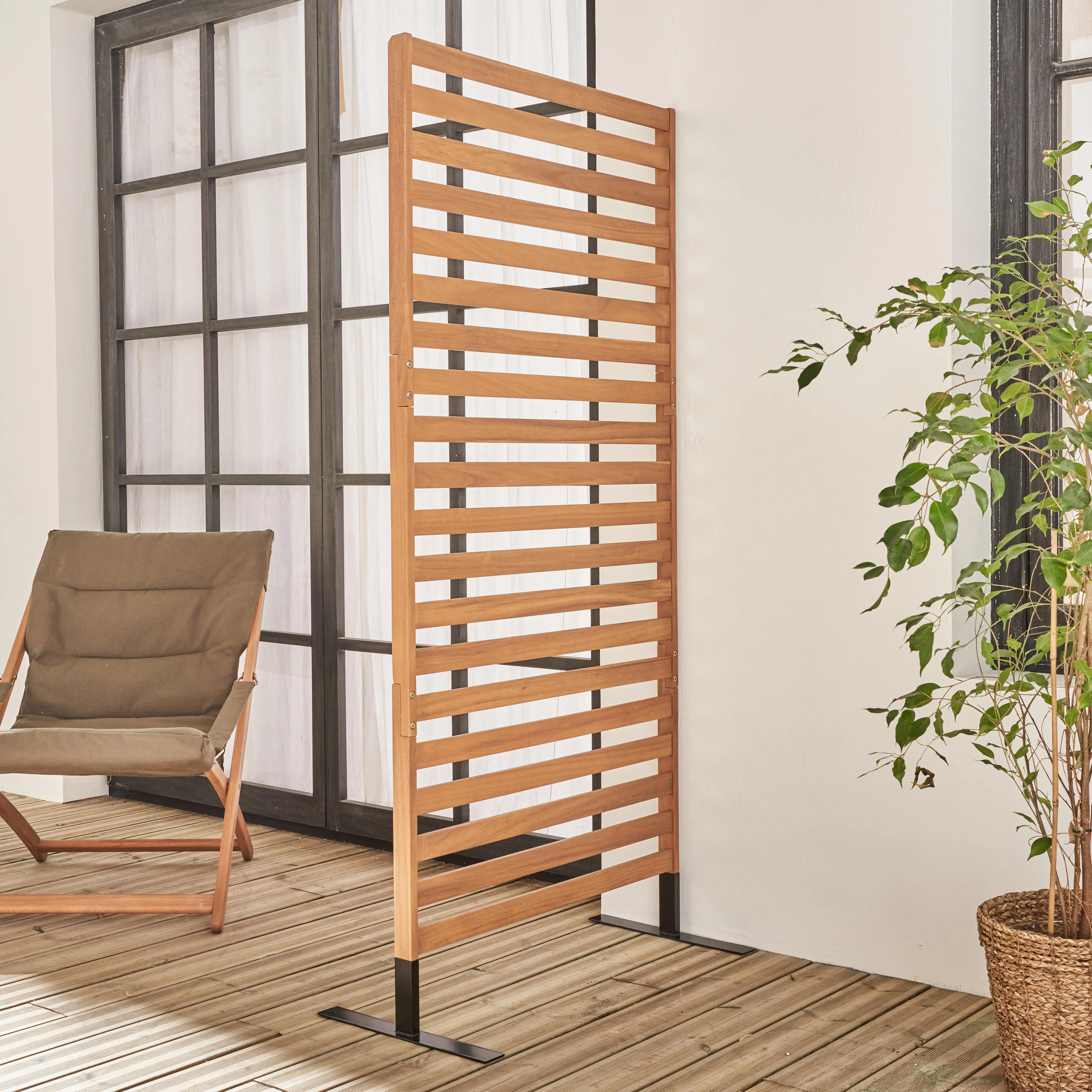 Paravent intérieur/extérieur bois d'acacia 80cm