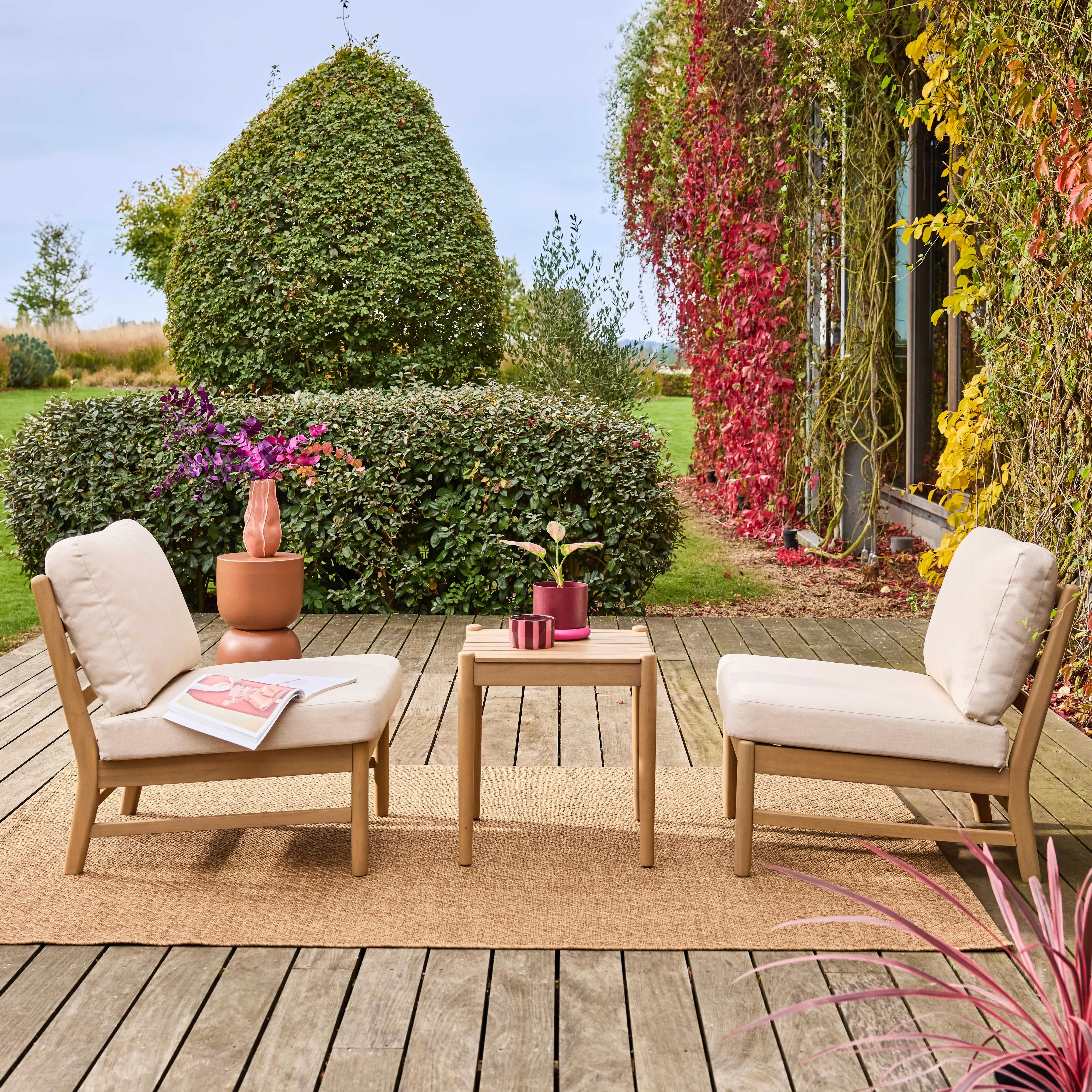 Salon de jardin bois d'acacia 2 places