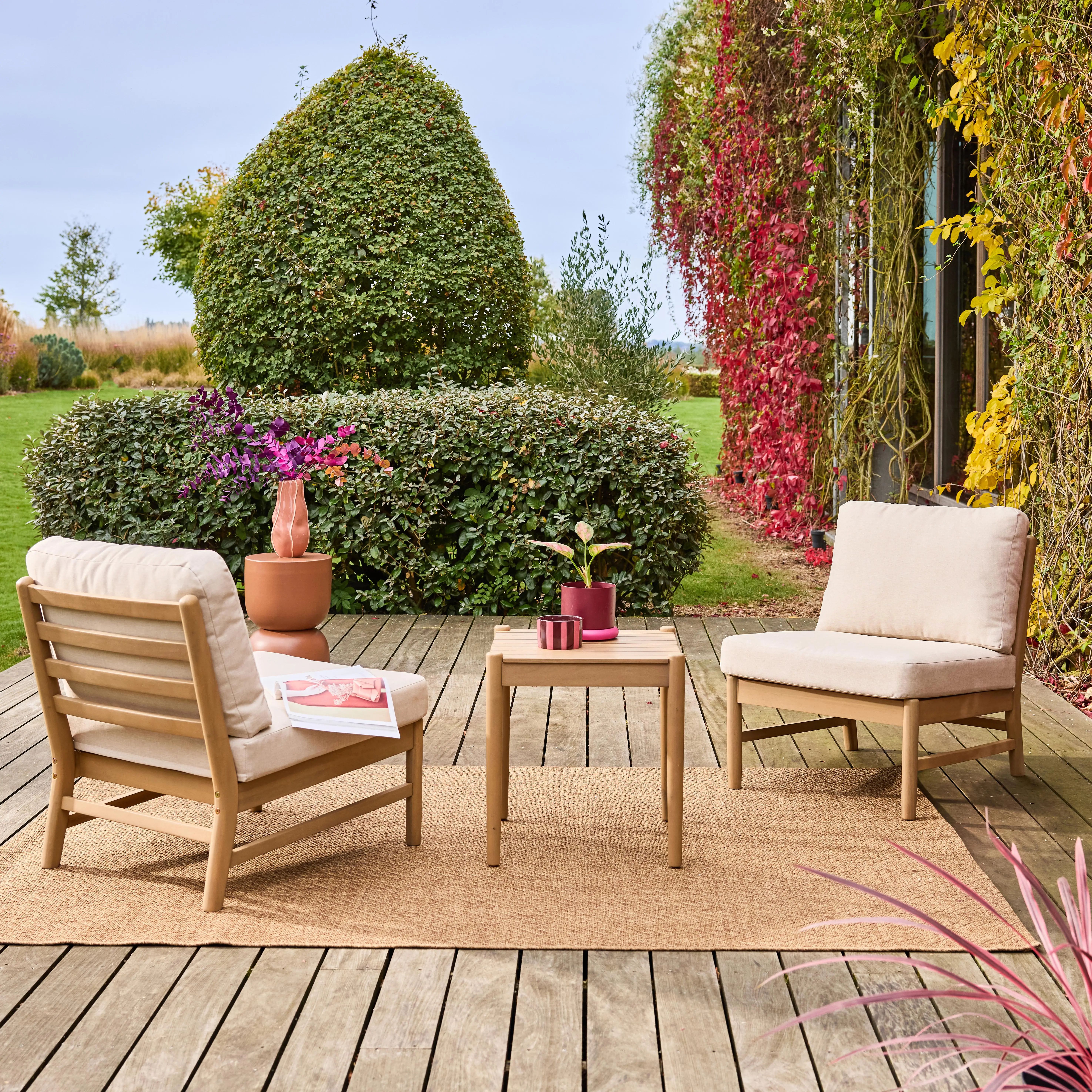 Salon de jardin bois d'acacia 2 places