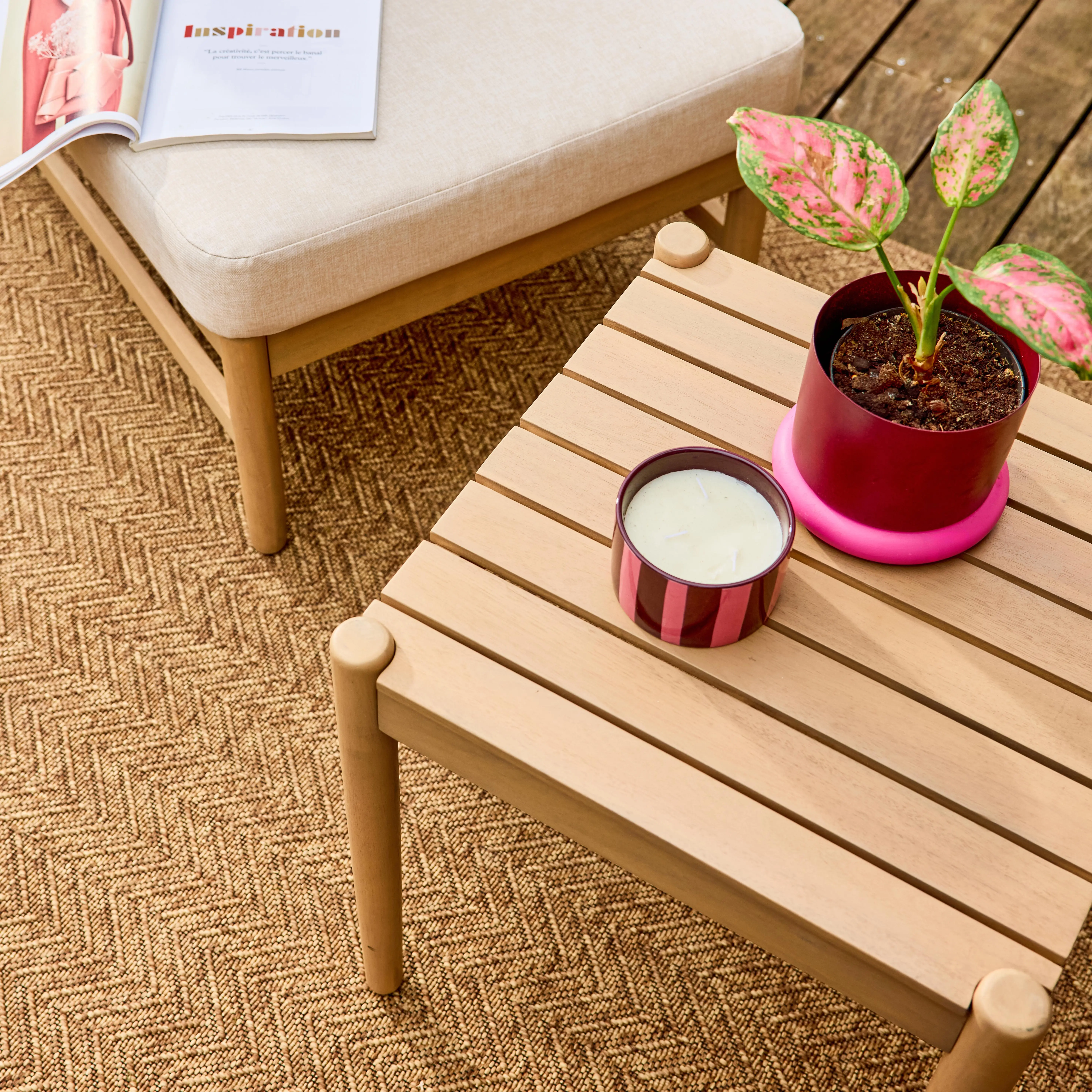 Salon de jardin bois d'acacia 2 places