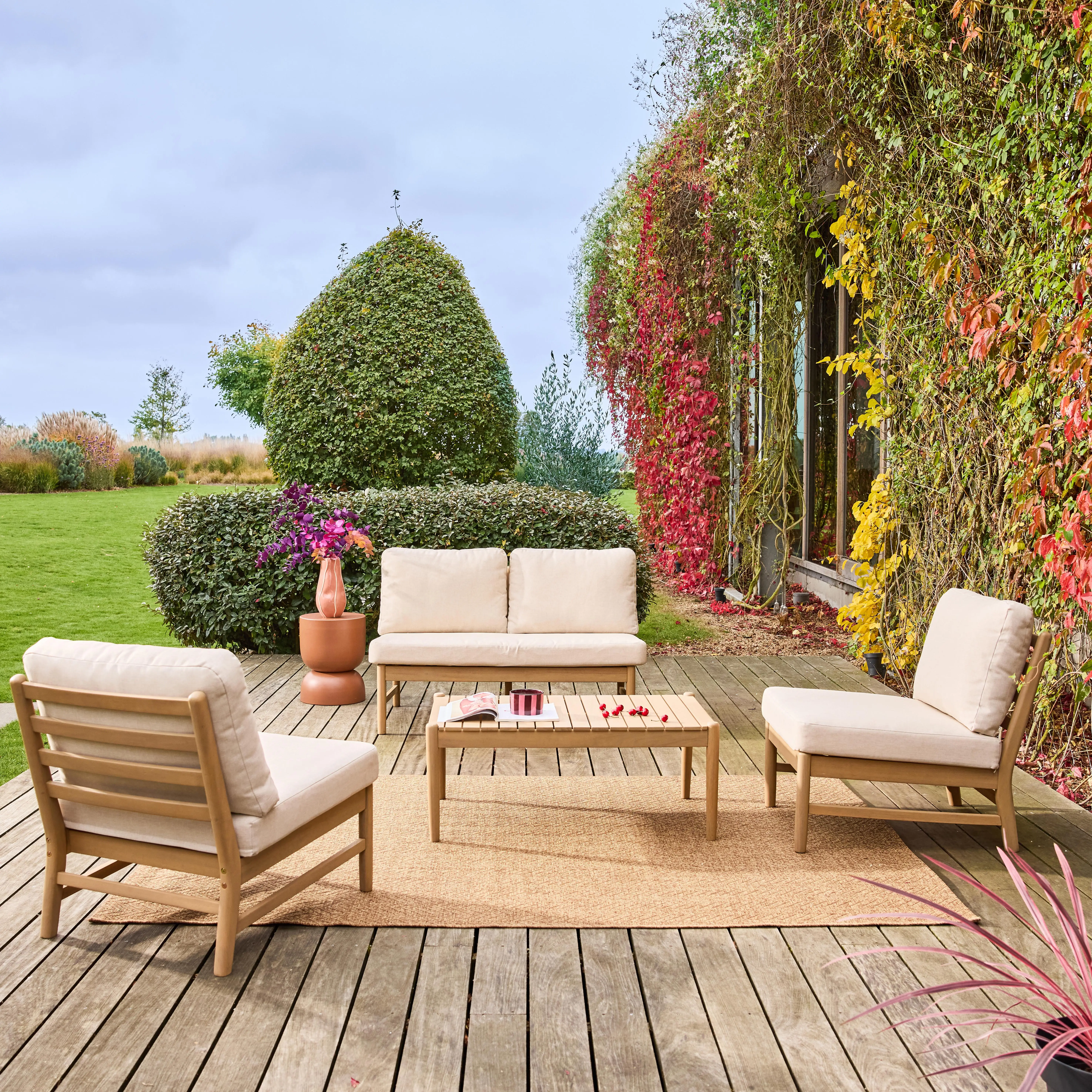 Salon de jardin bois d'acacia 4 places