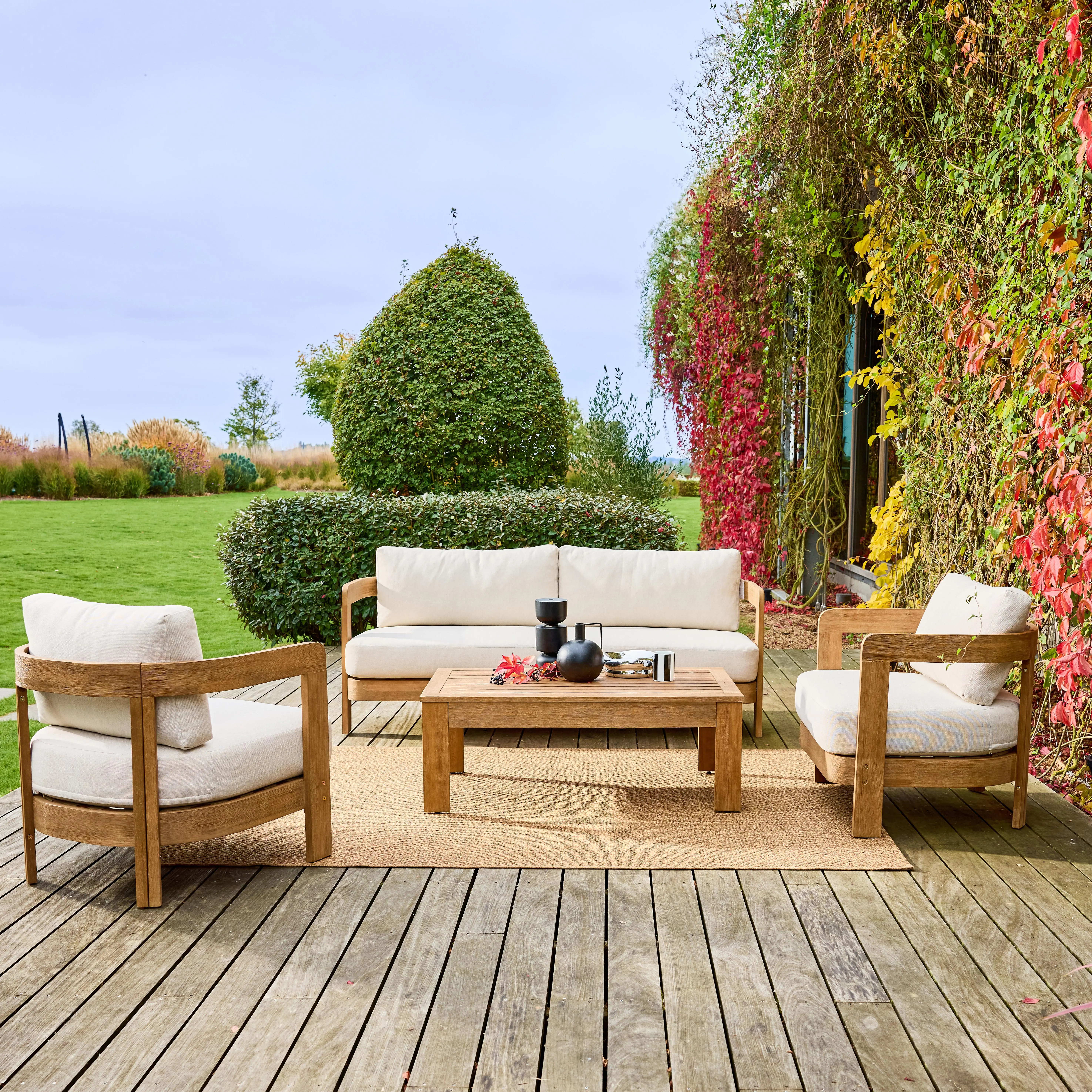 Salon de jardin bois d'acacia 4 places