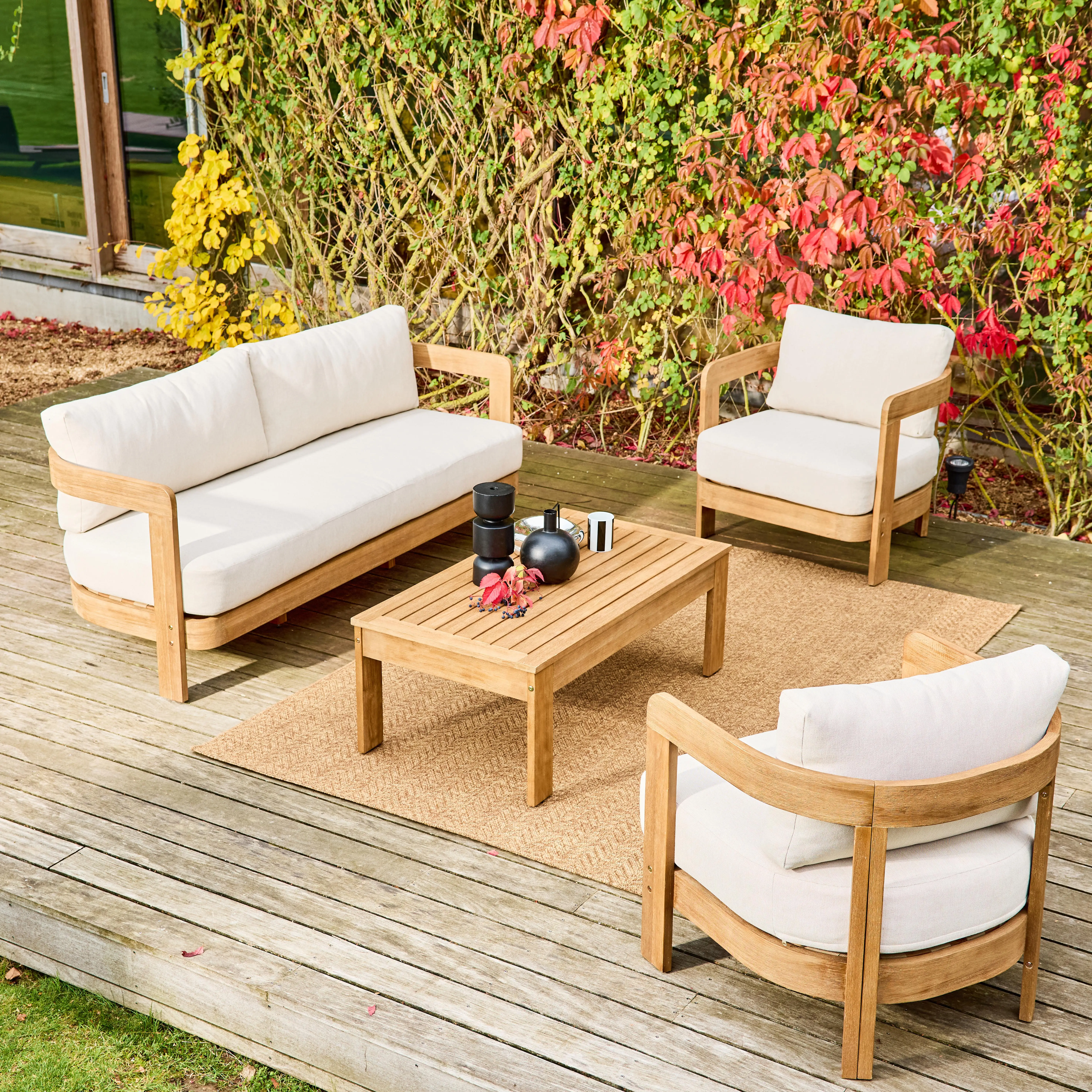 Salon de jardin bois d'acacia 4 places