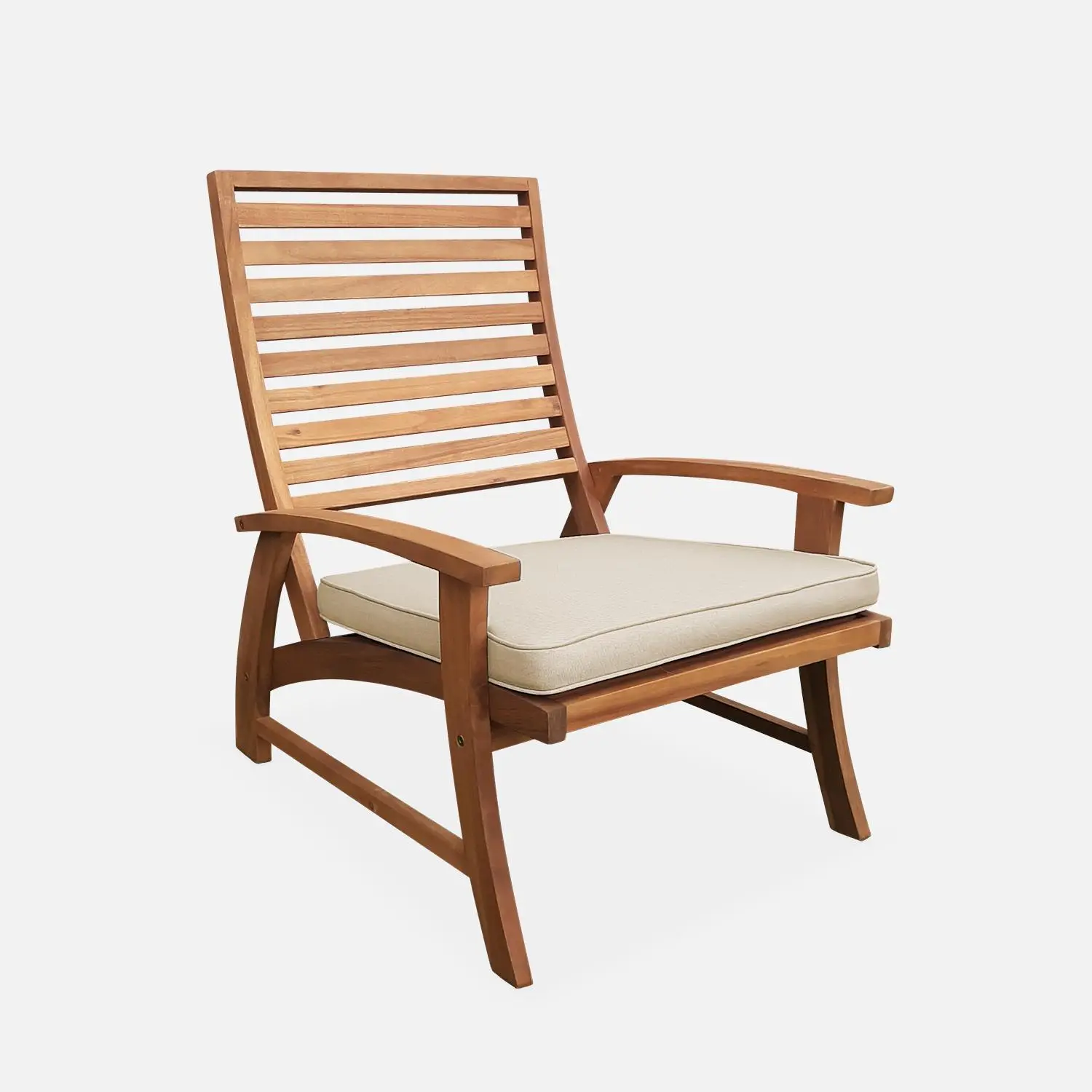 Fauteuil avec repose-pied bois d'acacia (lot de 2)