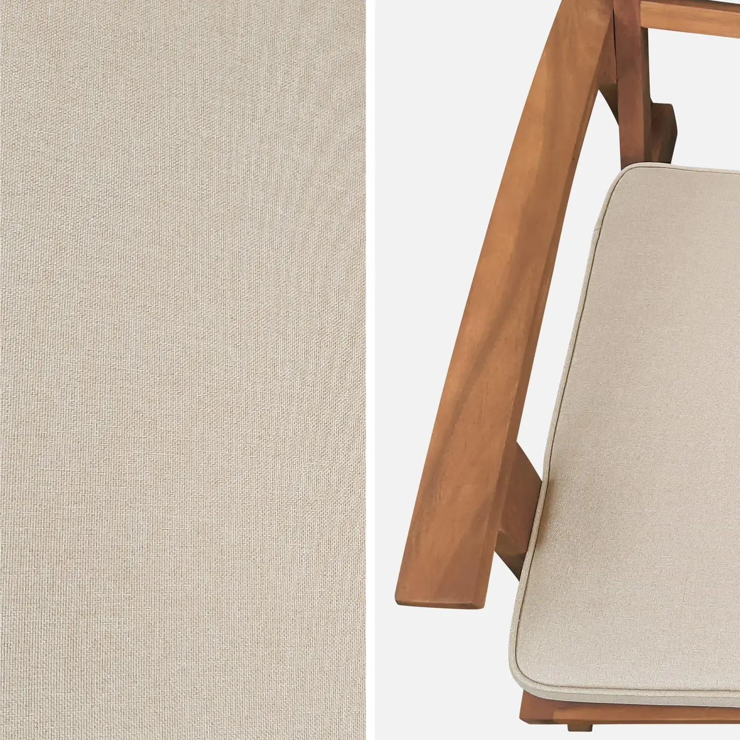 Fauteuil avec repose-pied bois d'acacia (lot de 2)