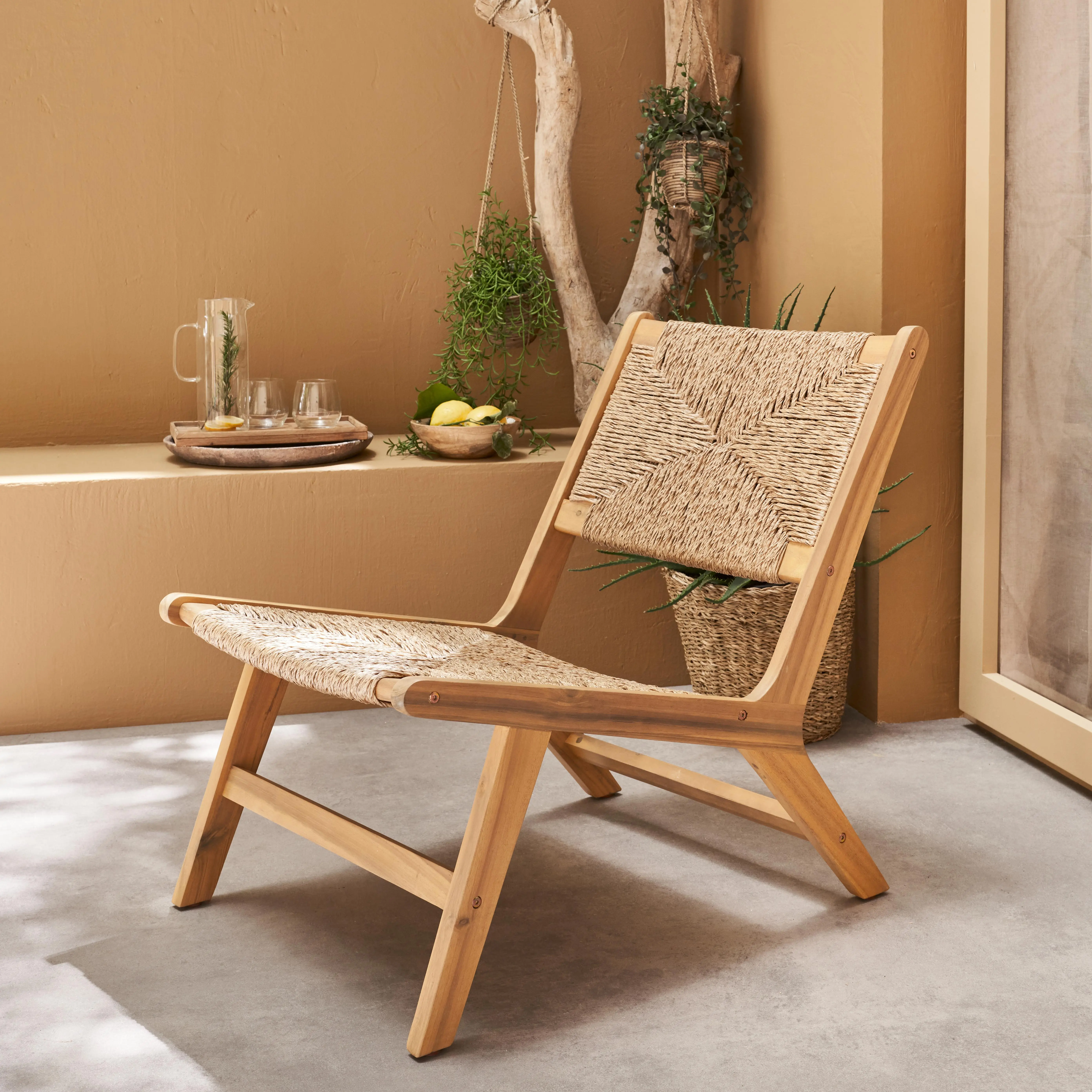 Fauteuil relax de jardin bois d'acacia et résine