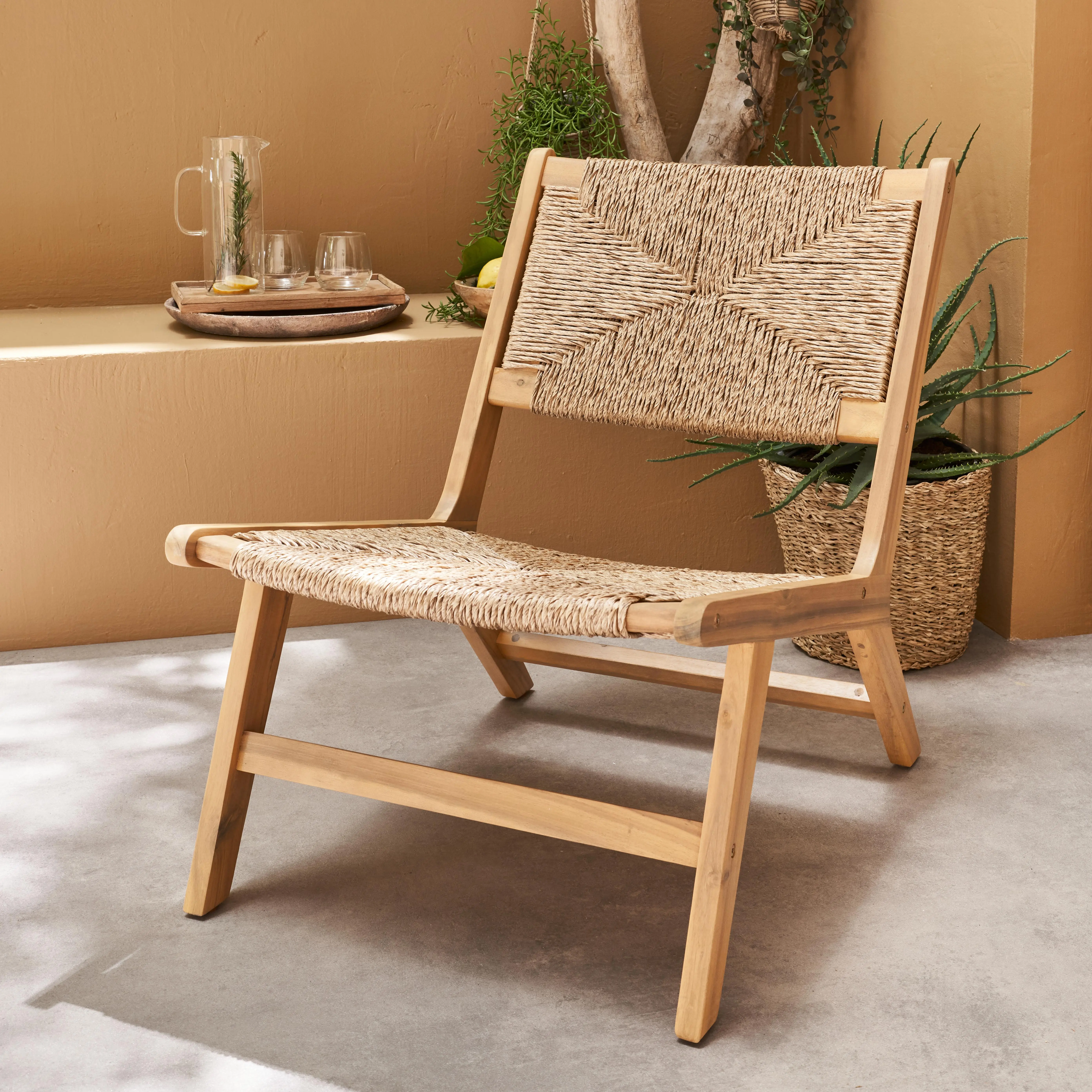 Fauteuil relax de jardin bois d'acacia et résine