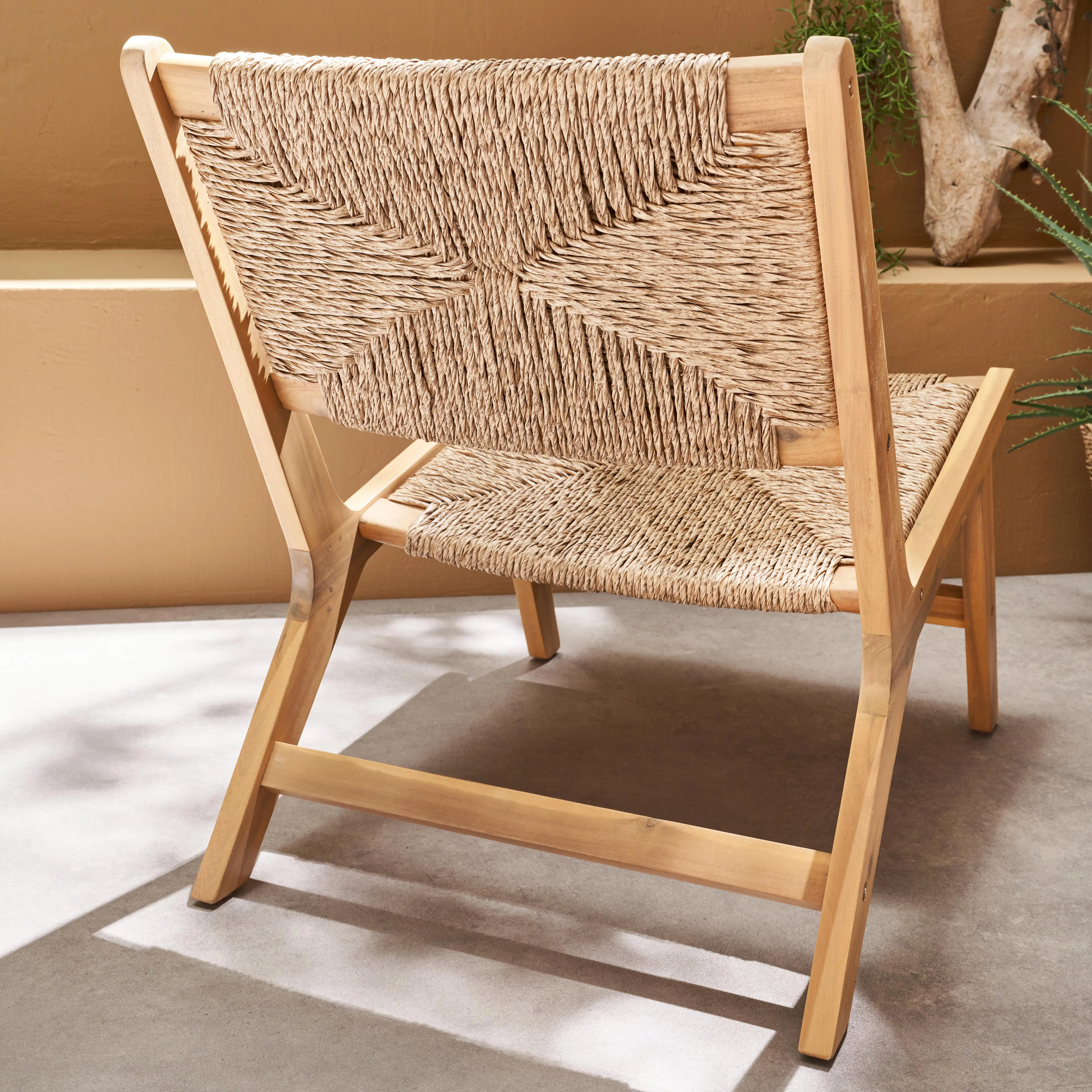 Fauteuil relax de jardin bois d'acacia et résine