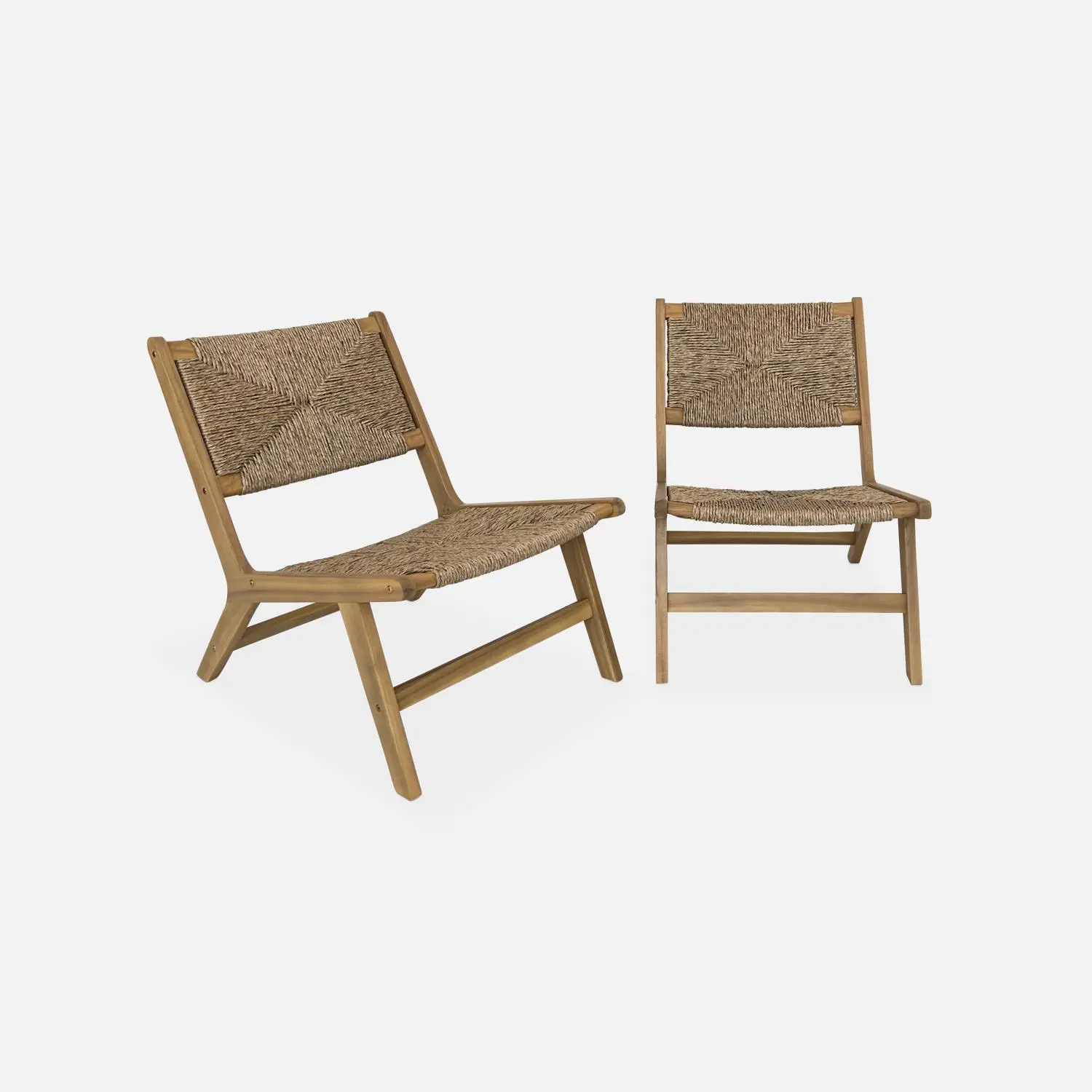 Fauteuil relax de jardin bois d'acacia et résine (lot de 2)