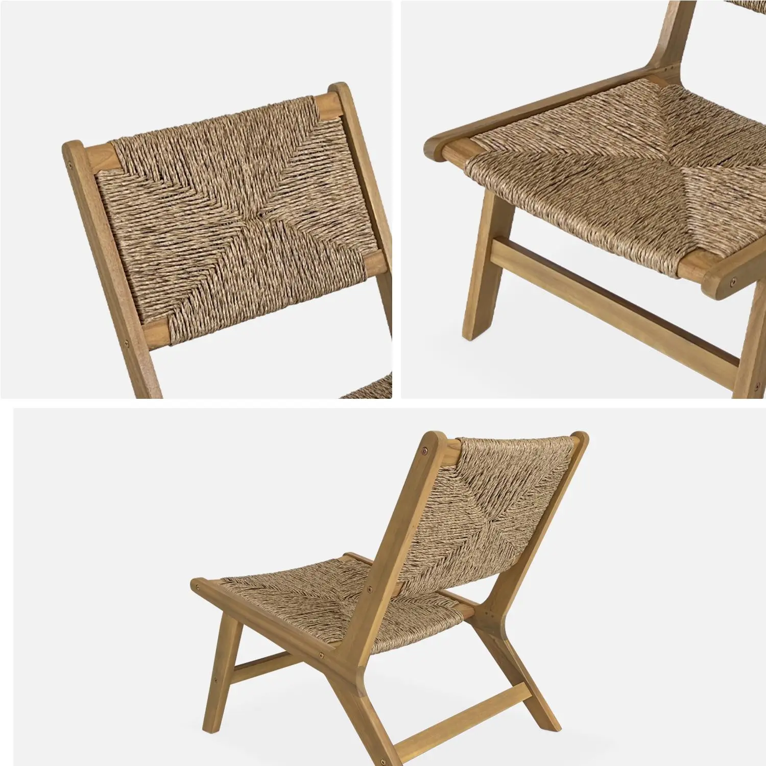Fauteuil relax de jardin bois d'acacia et résine (lot de 2)