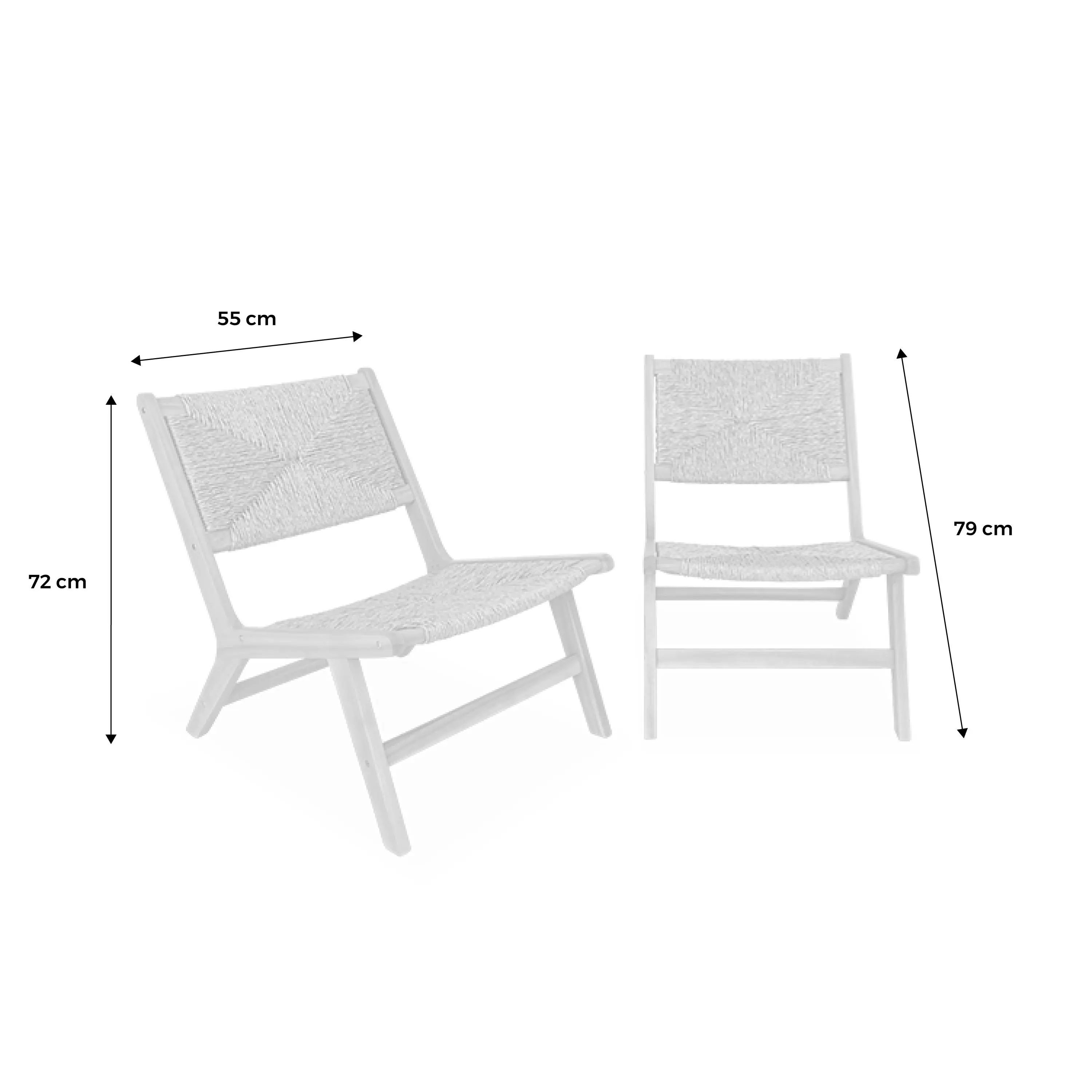 Fauteuil relax de jardin bois d'acacia et résine (lot de 2)